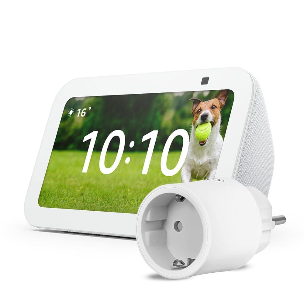 Echo Show 5 | Weiß + OSRAM SMART+ Smarte Steckdose mit Matter, Funktionert mit Alexa - Smart Home-Einsteigerpaket