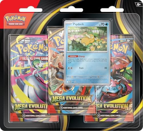Pokémon TCG: Mega Evolution Triple Pack – Psyduck (1 Foil Promo Card & 3 Booster Packs)