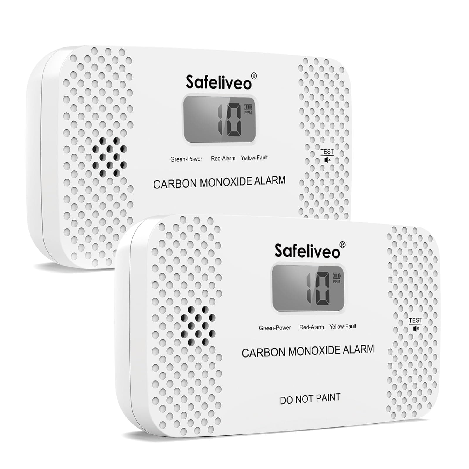 Safeliveo Rilevatore di Monossido di Carbonio con Schermo LCD, Sensore CO con Batteria Sostituibile, Pulsante Test e funzione Mute,Rilevatore Monossido Portatile per Casa,Viaggio, EN 50291-2 pezzo
