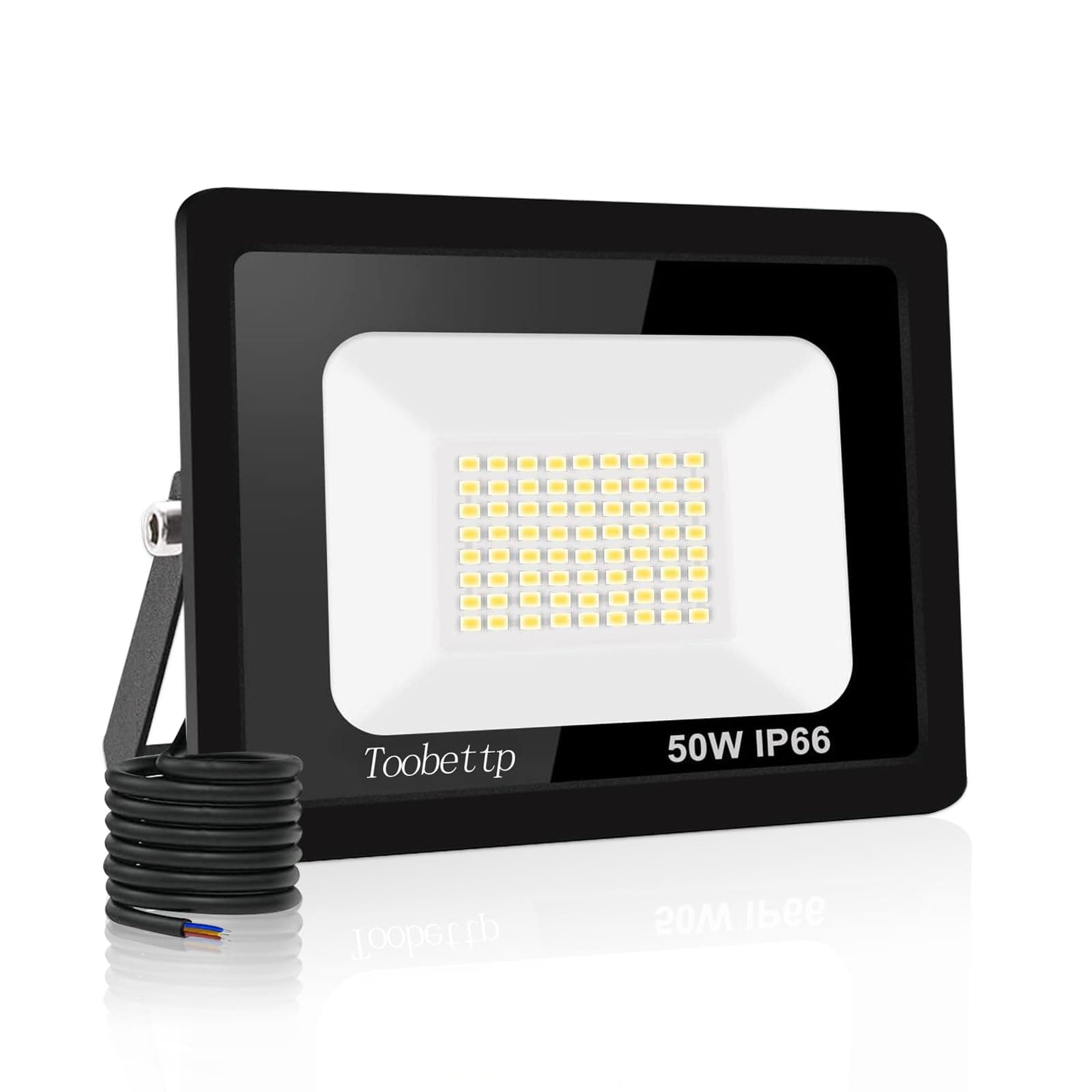 Foco LED Exterior 50W, toobettp 5000LM Focos Led 6500K Luz Blanca Fría, IP66 Impermeable Aplique Pared para Garaje Jardín Patio Parque