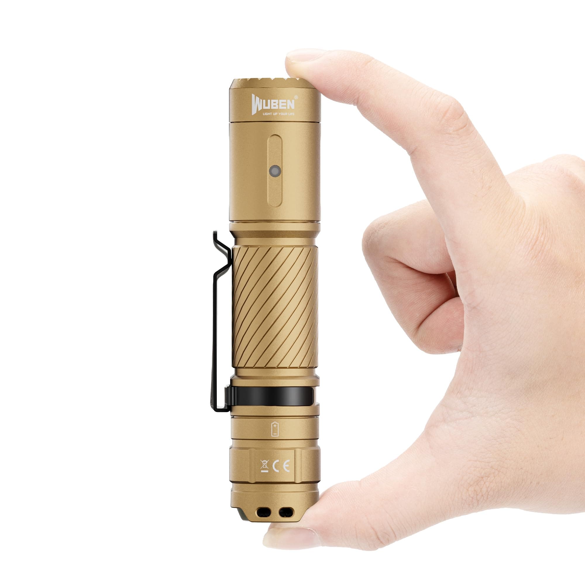 WUBEN C3 LED Taschenlampe Aufladbar, Extrem Hell 1200 Lumen Mini Torch mit 6 Lichtmodi Taschenlampe Klein, Wasserdichte Taktische Flashlight für Camping, Wandern, Outdoor, Notfäll (Khaki)