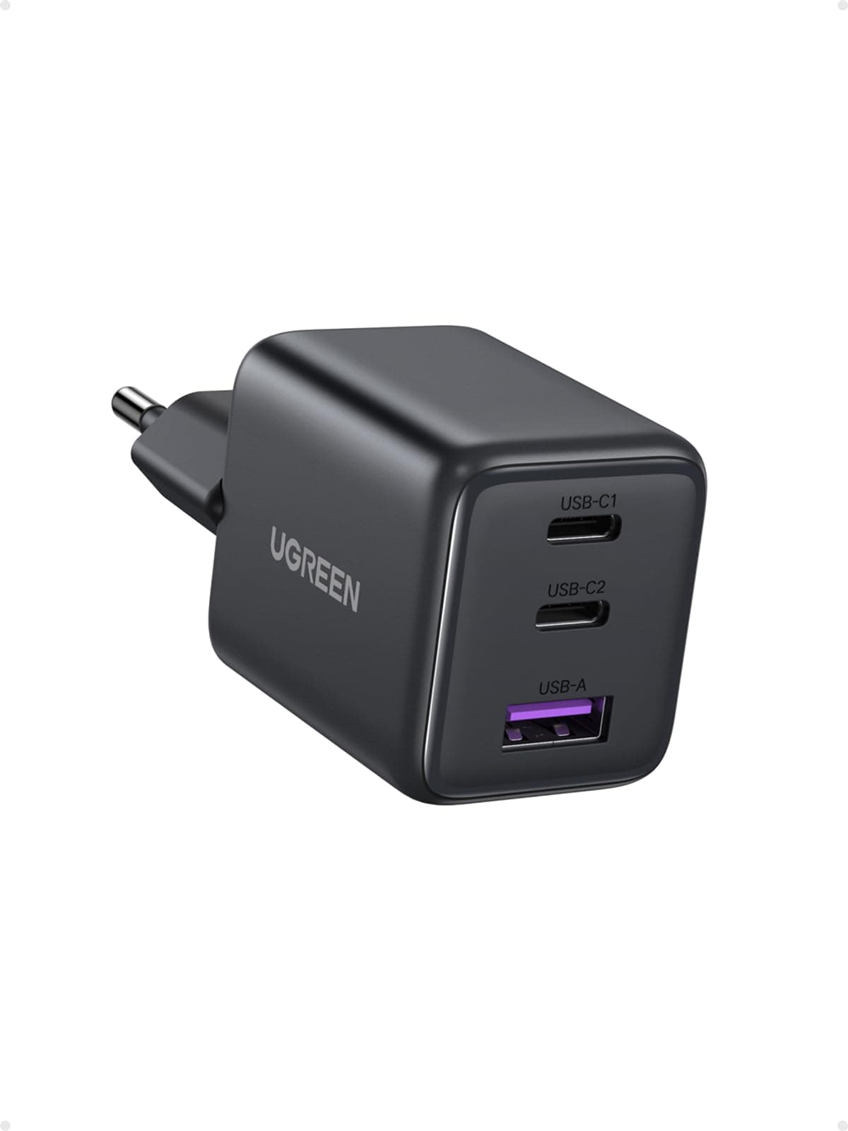 UGREEN Zapix Caricatore USB C 30W Alimentatore iPhone a 3 porte (2C+1A) GaN II Caricabatteria Carica Rapida PD Compatibile con iphone 17 Pro Max Air 16 15 Galaxy S25 S24 Google Pixel 10 9 8 (Nero)