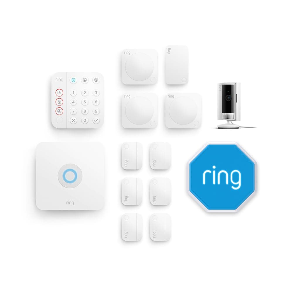 Kit Ring Alarm XL + caméra intérieure (Indoor Camera, 2e gén.) + sirène extérieure | Alarme maison sans fil connectée, système de sécurité avec surveillance assistée en option | Fonctionne avec Alexa