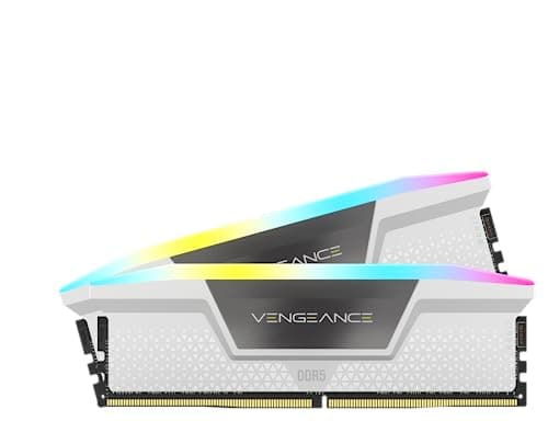 CORSAIR VENGEANCE RGB DDR5 RAM 32GB (2x16GB) 6000MHz CL36 Intel XMP iCUE Compatible Computer Memory - White (CMH32GX5M2B6000C36W)