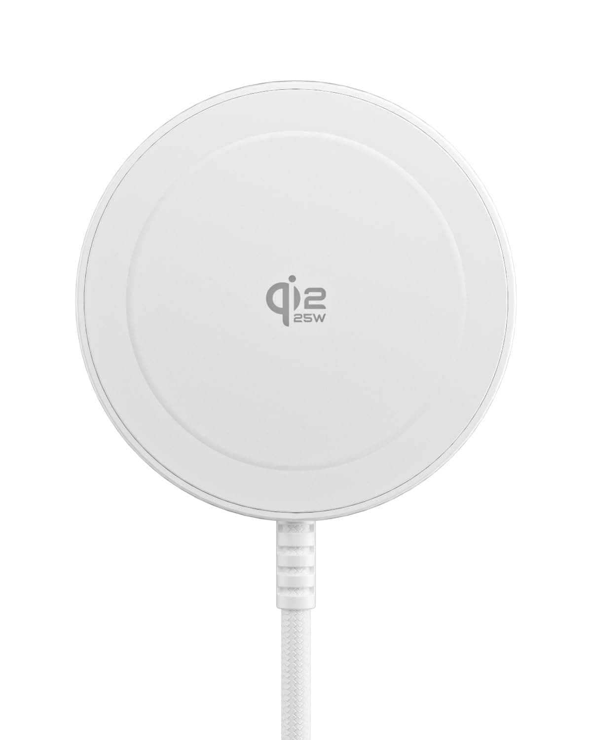 Qi2 Chargeur sans Fil Magnétique 25W Pad Charge Rapide Câble 1.5M Compatible Mag-Safe pour iPhone Air/17/16/15/14/13/12, Air-Pods 4/3/2/Pro, Pixel 10 et Autres (sans Adaptateur Secteur)-Blanc