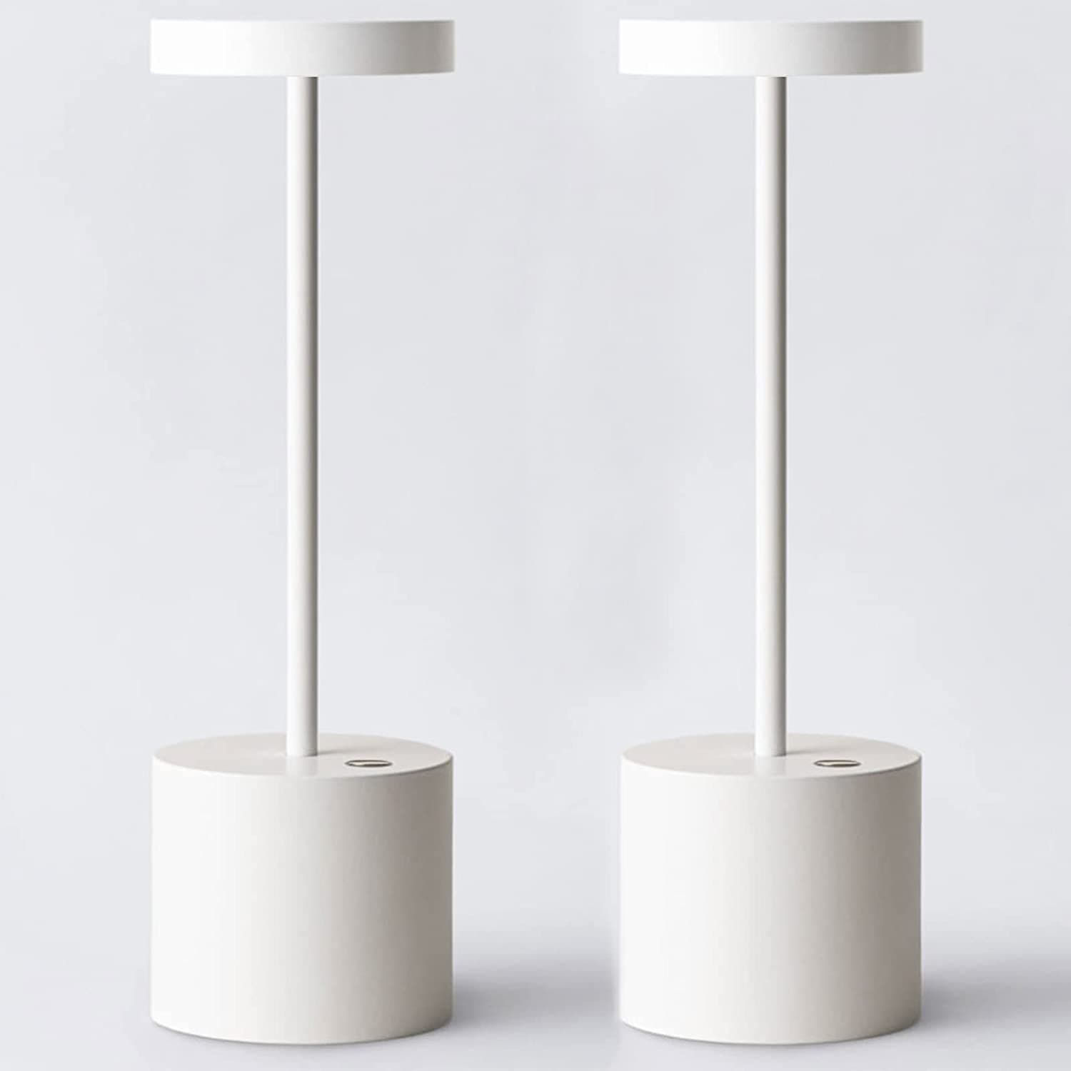 HYMZP 2 Piezas Lámpara de mesa inalámbrica, lámpara de mesa LED recargable de 5000mAh, 3 modos de color, regulable, lámpara de metal, para el comedor, el dormitorio, el exterior (Blanco)