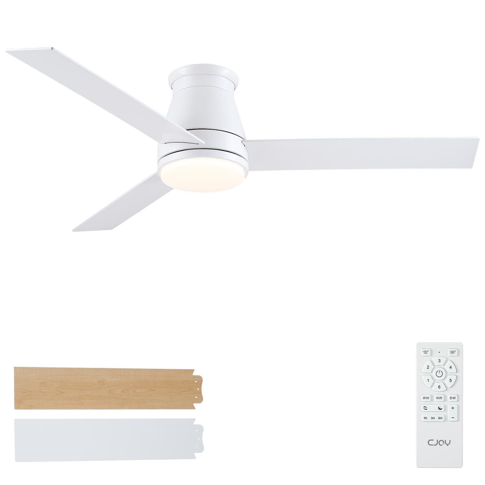 CJOY Ventilatore da Soffitto con Luce, 132 cm Ventilatore da Soffitto con Luce e Telecomando, Slenzioso Sleep Modalità, 6 Velocità, Memoria 3 CCT, Regolabile, Reversibile, Timer per Camera da Letto