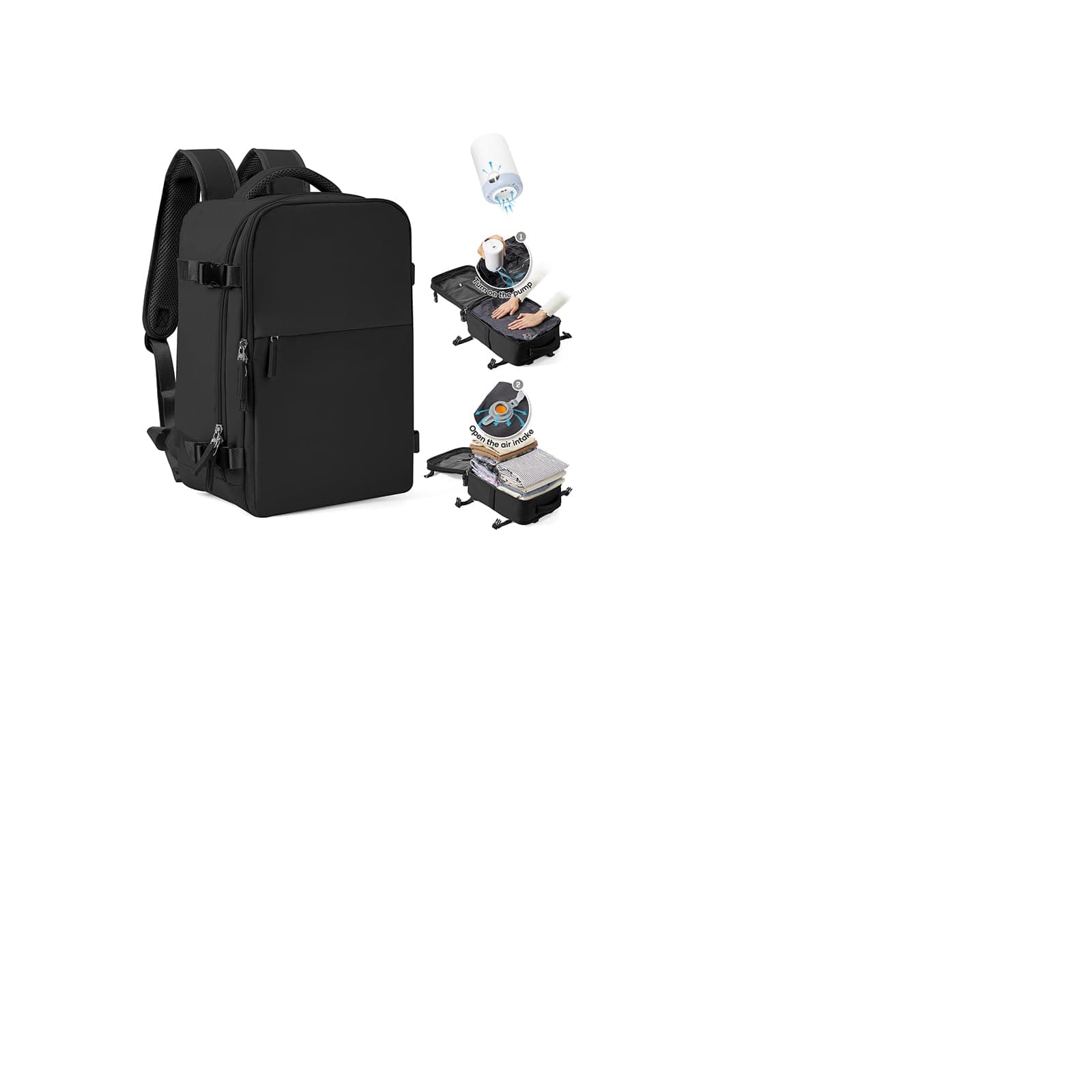 SZLX Sac à Dos Sous Vide Bagage à Main Pour Femmes, Sac à Dos Airbag Avec Système De Vide Pour Le Voyage, Ryanair Travel Ruscksack Taille Cabine Avec Pompe étanche Valise Sous Vide Pour Homme