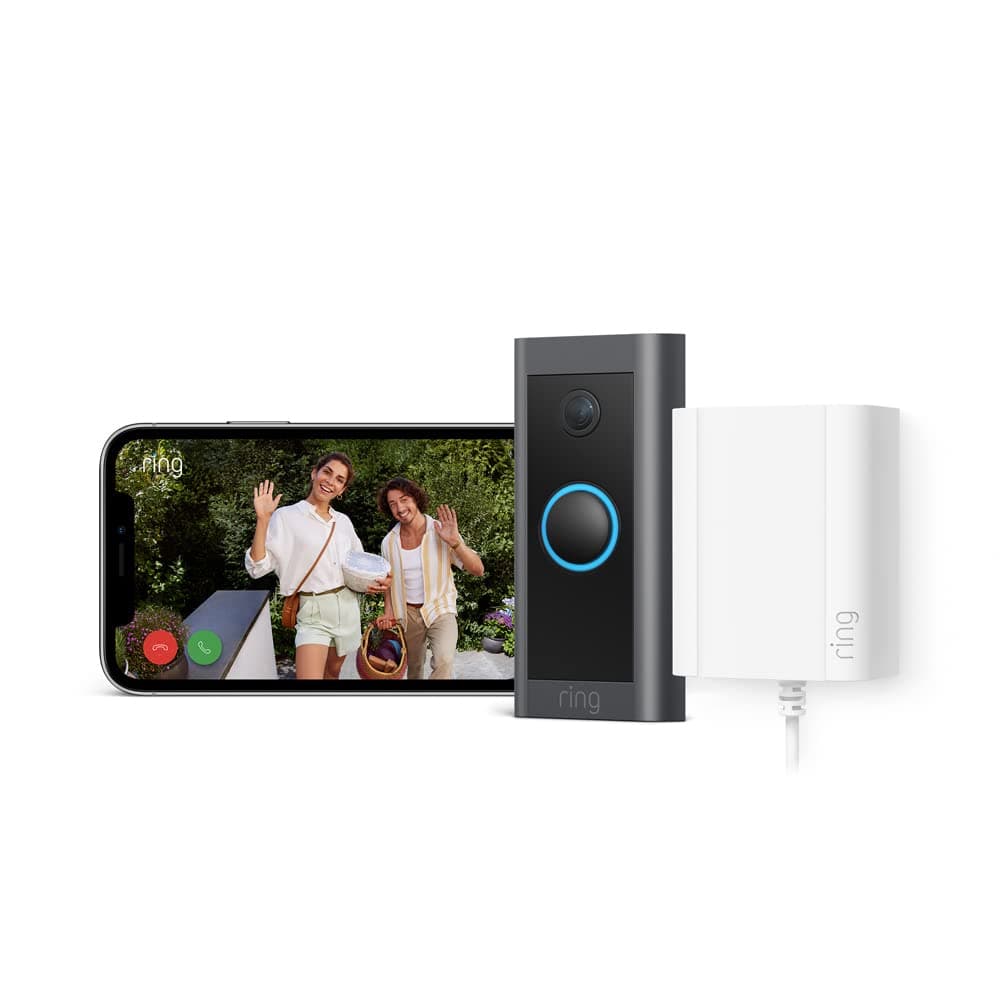 Ring videotimbre cableado (Video Doorbell Wired) + Adaptador de enchufe | Videotimbre exterior impermeable para la puerta de tu casa con vídeo HD, detección de movimiento | 30 días gratis de Ring Home