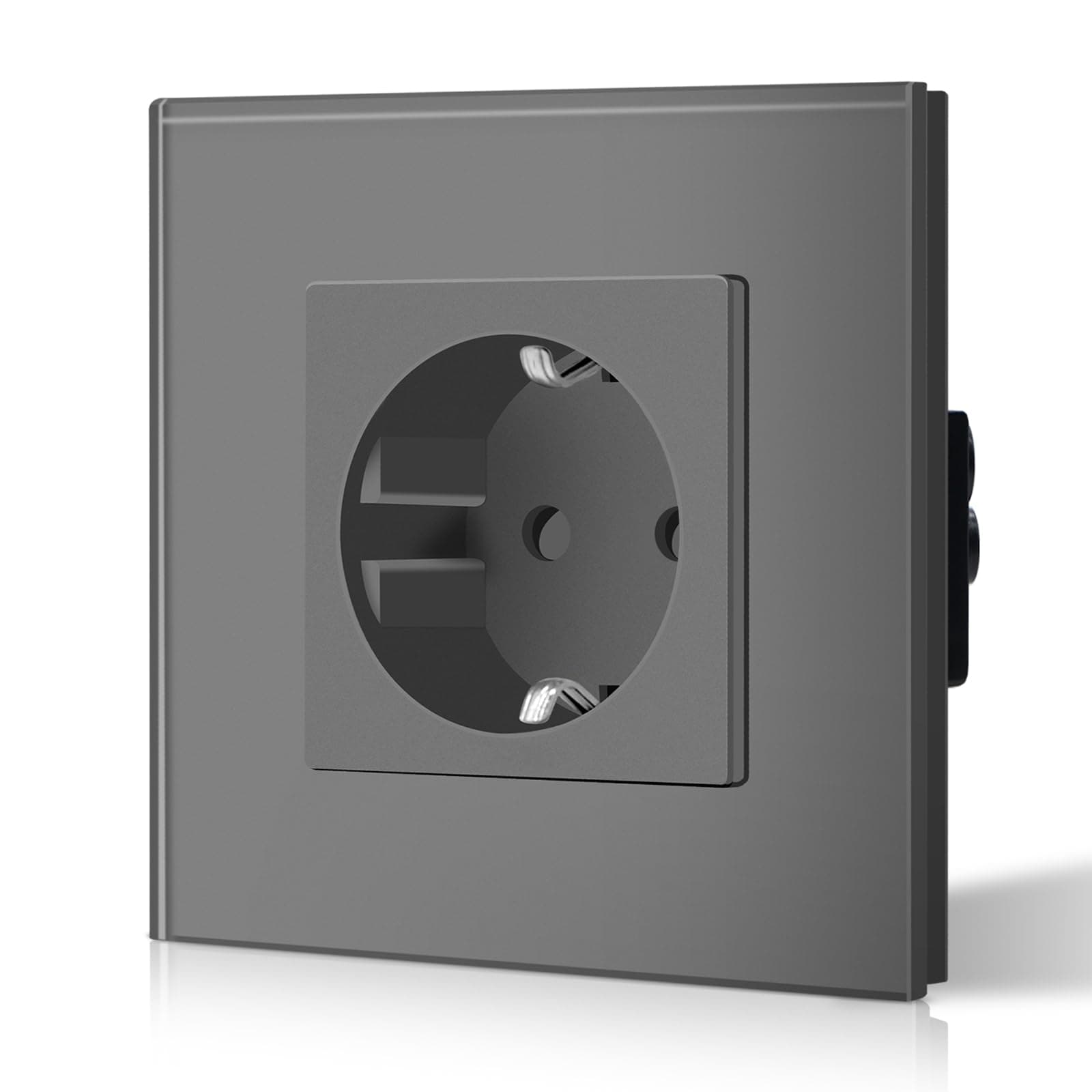 BSEED Enchufe de Pared con Cristal,Enchufes Empotrable Estándar,Toma de Corriente,Seguridad infantil,Fácil de Instalar,M Serie,1 Enchufe,86mm Gris