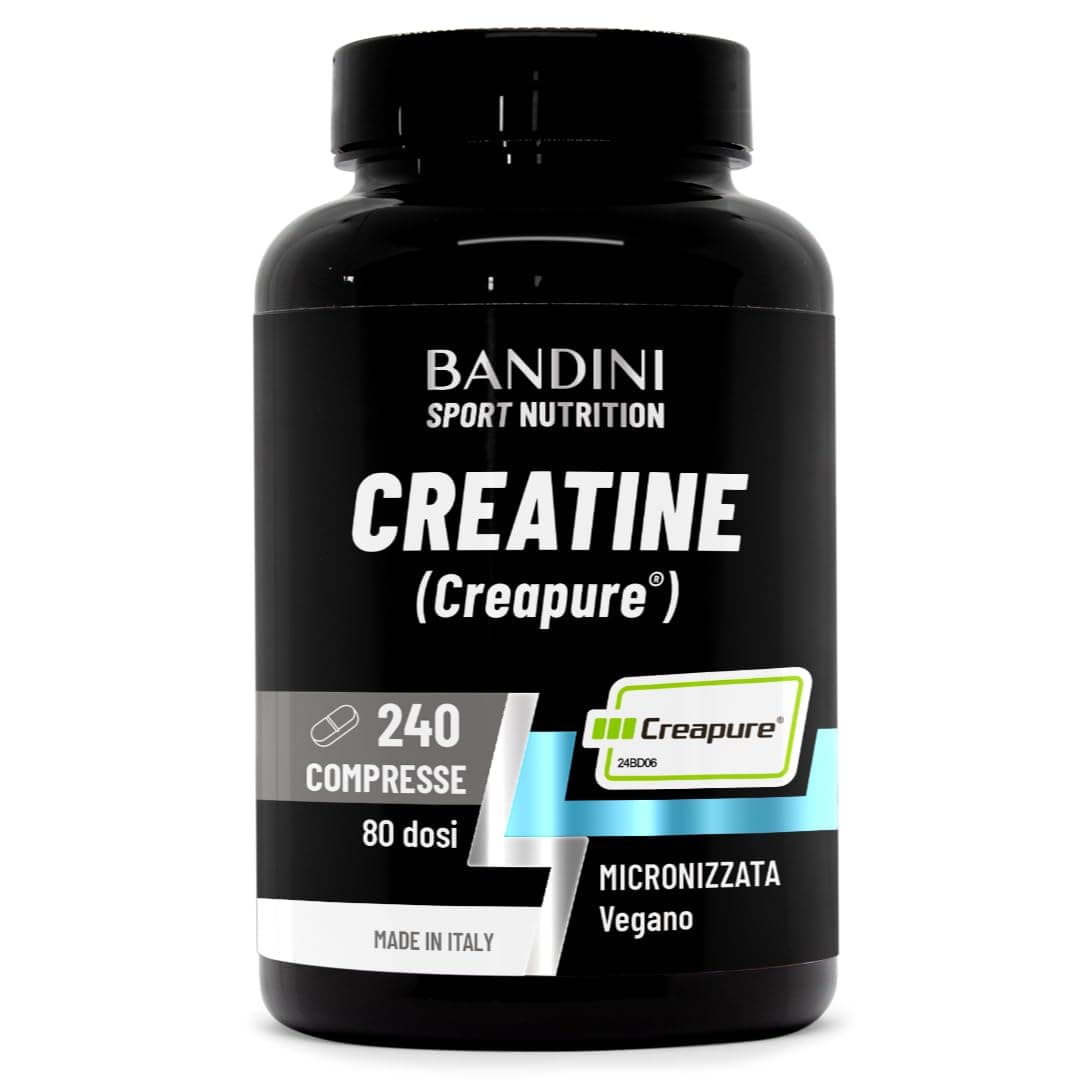 Bandini® Creatina CREAPURE® Monoidrata 240 Compresse - Integratore per Allenamento, Sport, Palestra e Pre Workout - Micronizzata 100% Vegan - A base di Creatine Monoidrato per ATP e recupero