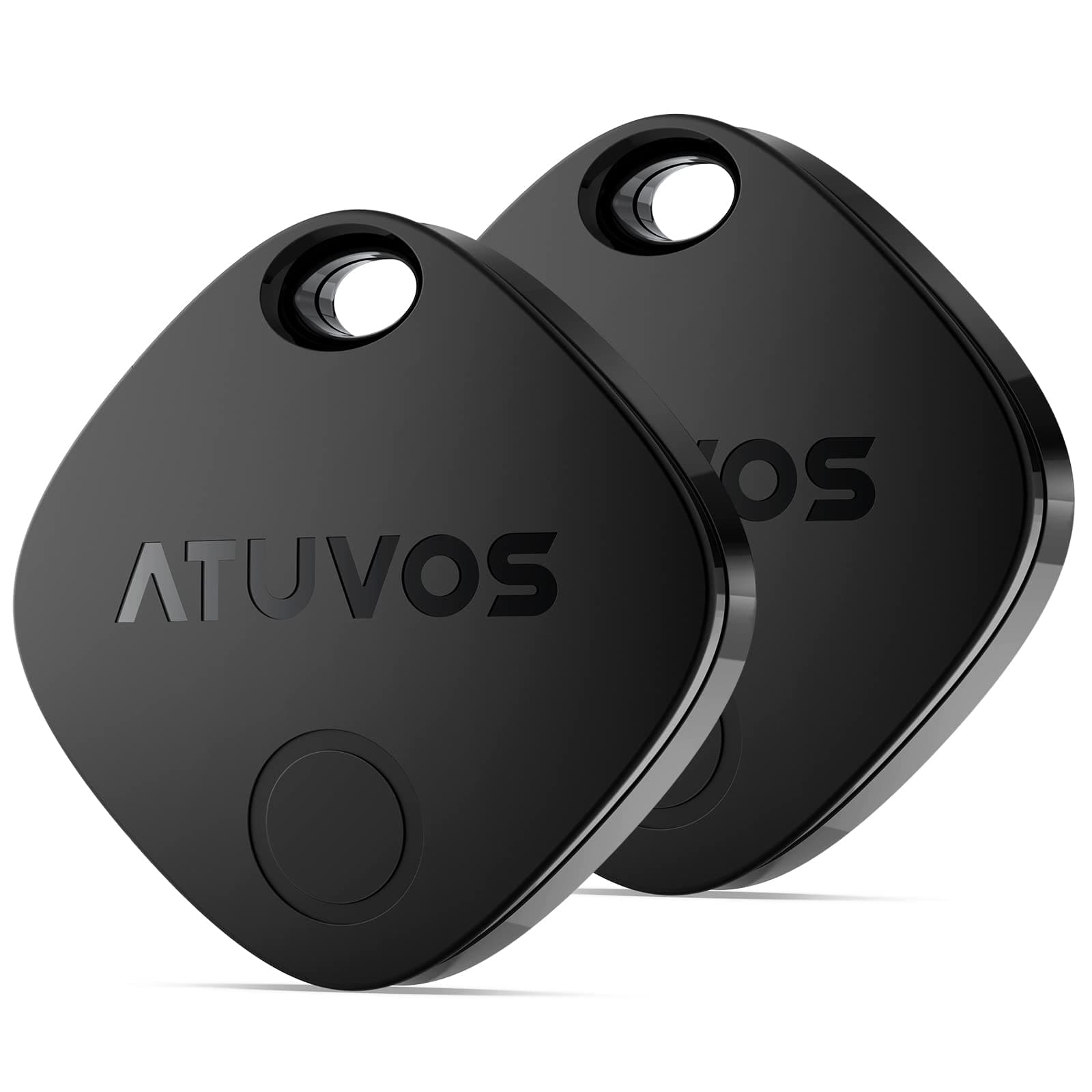 ATUVOS Air Tag Smart Tracker 2 pezzi Nero, Bluetooth Localizzatore Compatibile con Apple Dov'è (solo iOS, Android non supportato), Trova oggetti per Bagagli, Valigie, ZainiBorse, Batteria Sostituibile