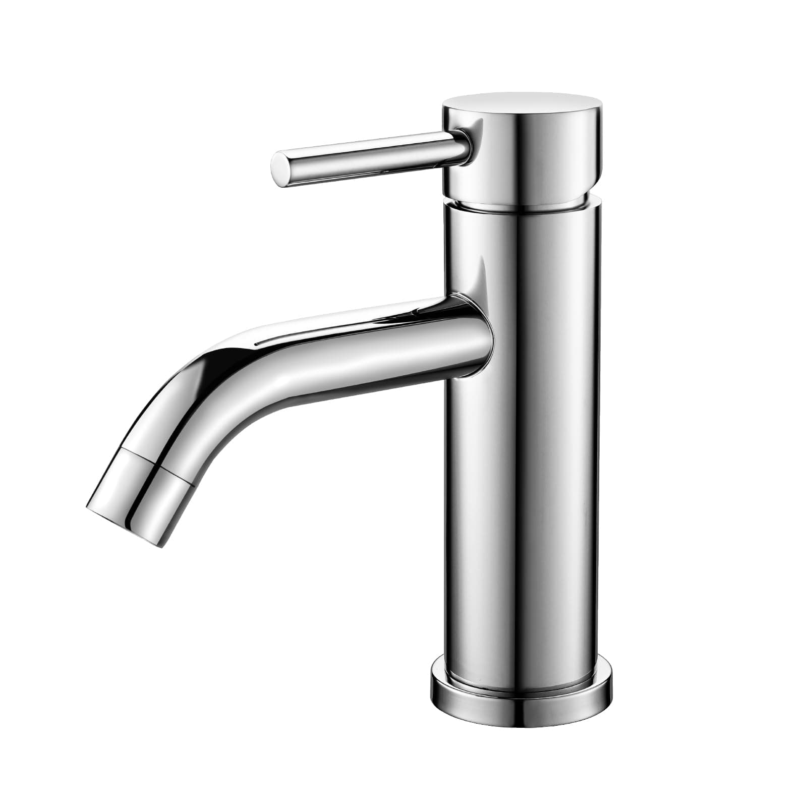 Ibergrif M11003 Grifo de Lavabo Monomando Mezclador de Baño en Acero Inoxidable con Aireador de Ahorro de Agua, Conexión G 3/8", Acabado Cromado