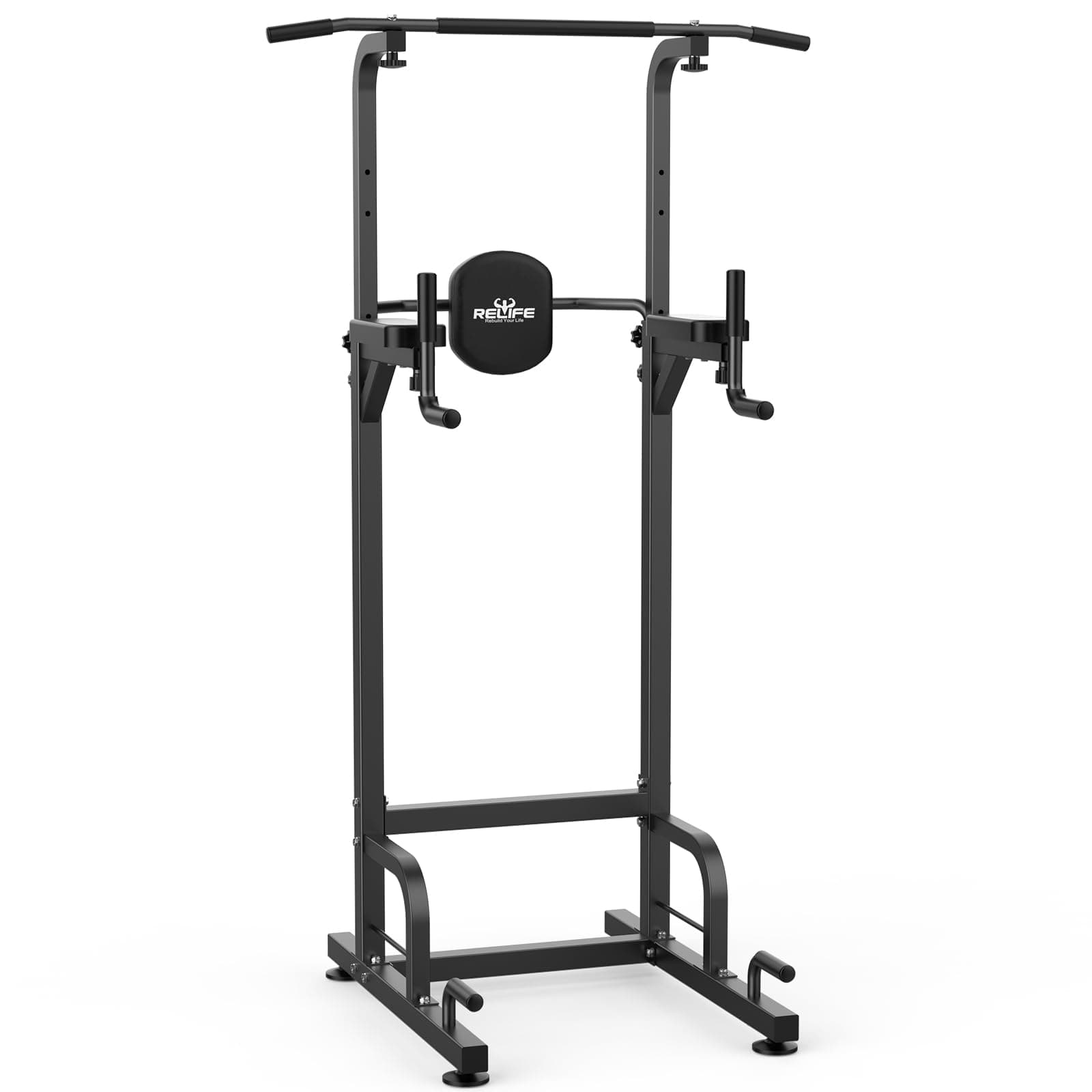 RELIFE REBUILD YOUR LIFE Torre Entrenamiento Energía Power Tower Estación Pull Up Multifuncional Barras Dominadas Torre de Gimnasia Casa Equipo de Fuerza Dip Station Musculación (Gris)