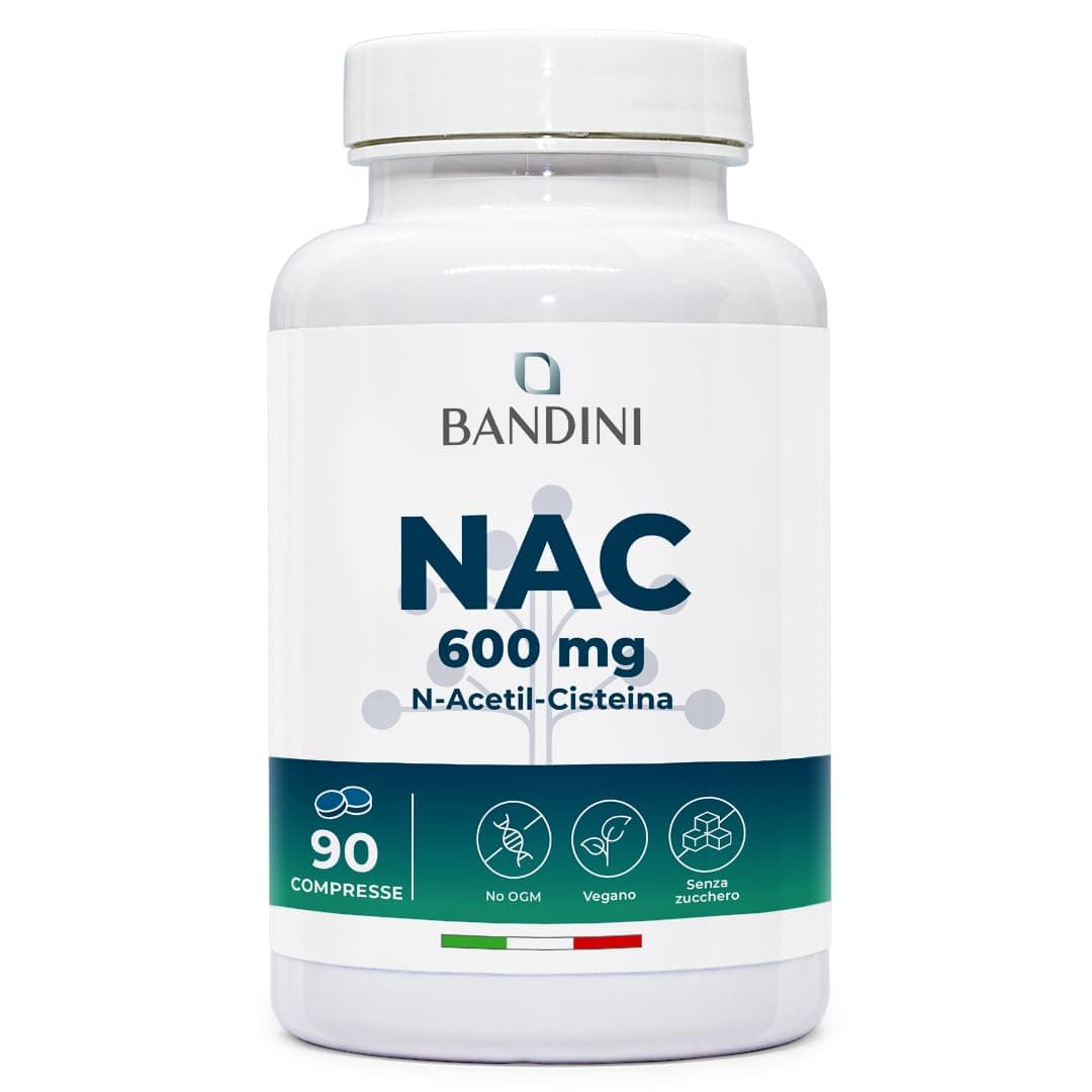 Bandini® NAC N-Acetil-Cisteina 600mg - 90 Compresse con Acetyl Cisteina - Fornitura 3 mesi - Altamente Dosato - Sostiene le Difese Immunitarie - Precursore del Glutatione - Senza Additivi & 100% Vegan