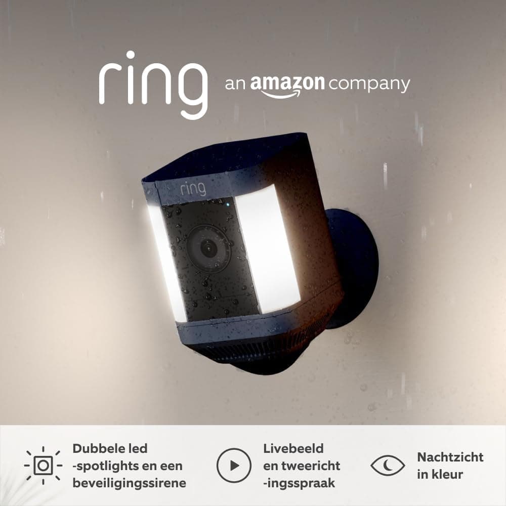 Ring videocamera Plus con faretti plug-in (Spotlight Cam Plus) | Telecamera di sorveglianza HD per esterno con video HD 1080p e audio bidirezionale | Ring Home: 30 gg. prova gratuita | 2 telecamere
