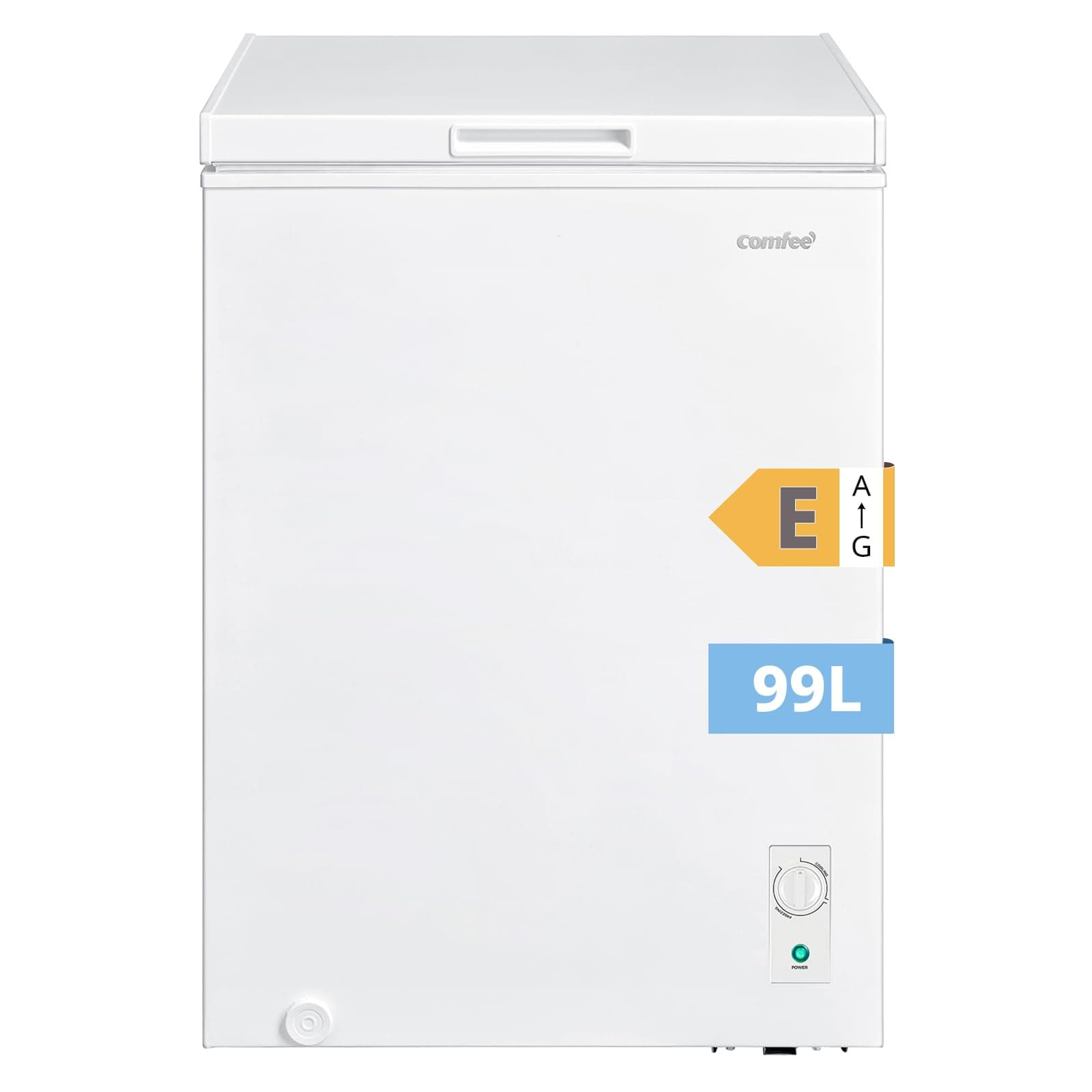 Comfee' RCC102WH2EU(E) Congelador arcón independiente 99L, convertible a congelador/refrigerador, inverter, clasificación de 4 estrellas, apto para garajes, blanco