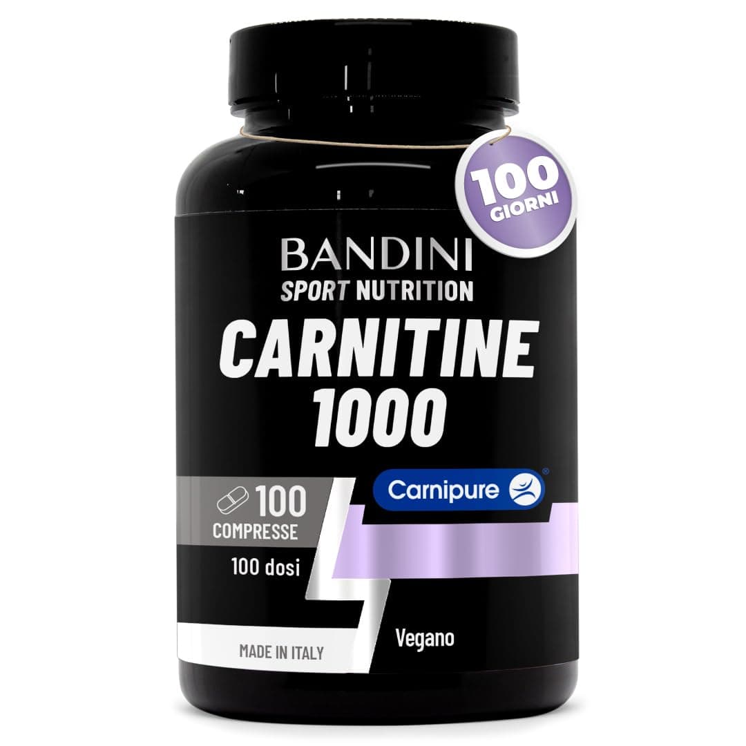 Bandini® L CARNITINA 1000 | 100 Compresse con Carnipure® (100 dosi, 100 giorni) | Integratore con L-Carnitina Tartrato Vegan | Carnitine Pura per Atleti e Sportivi - Energia, Resistenza e Recupero