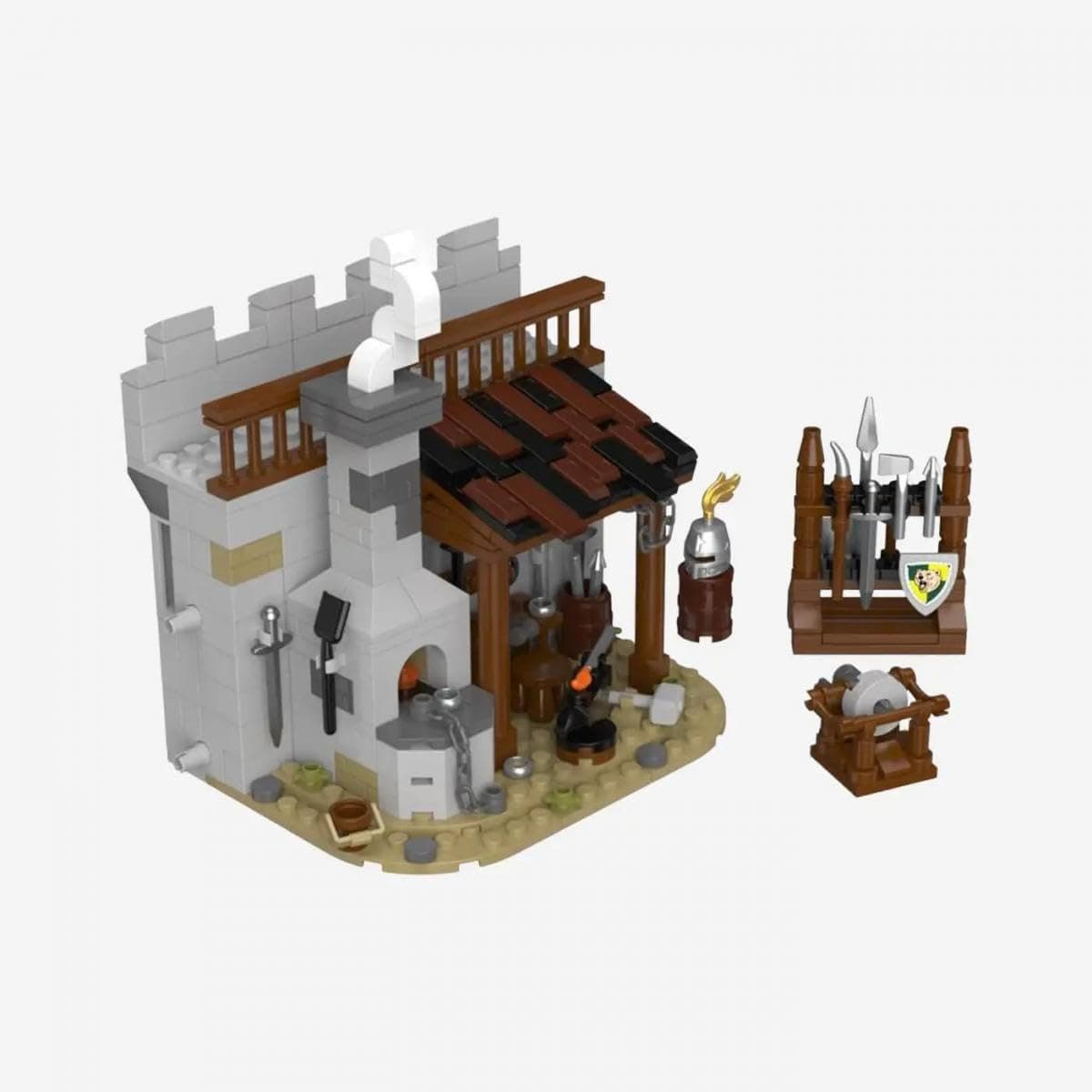 BlueBrixx Pro 108395 – Burg Bärenfels: Schmied aus Klemmbausteinen mit 372 Bauelementen. Kompatibel mit Anderen Klemmbausteinen. Lieferung in Originalverpackung.