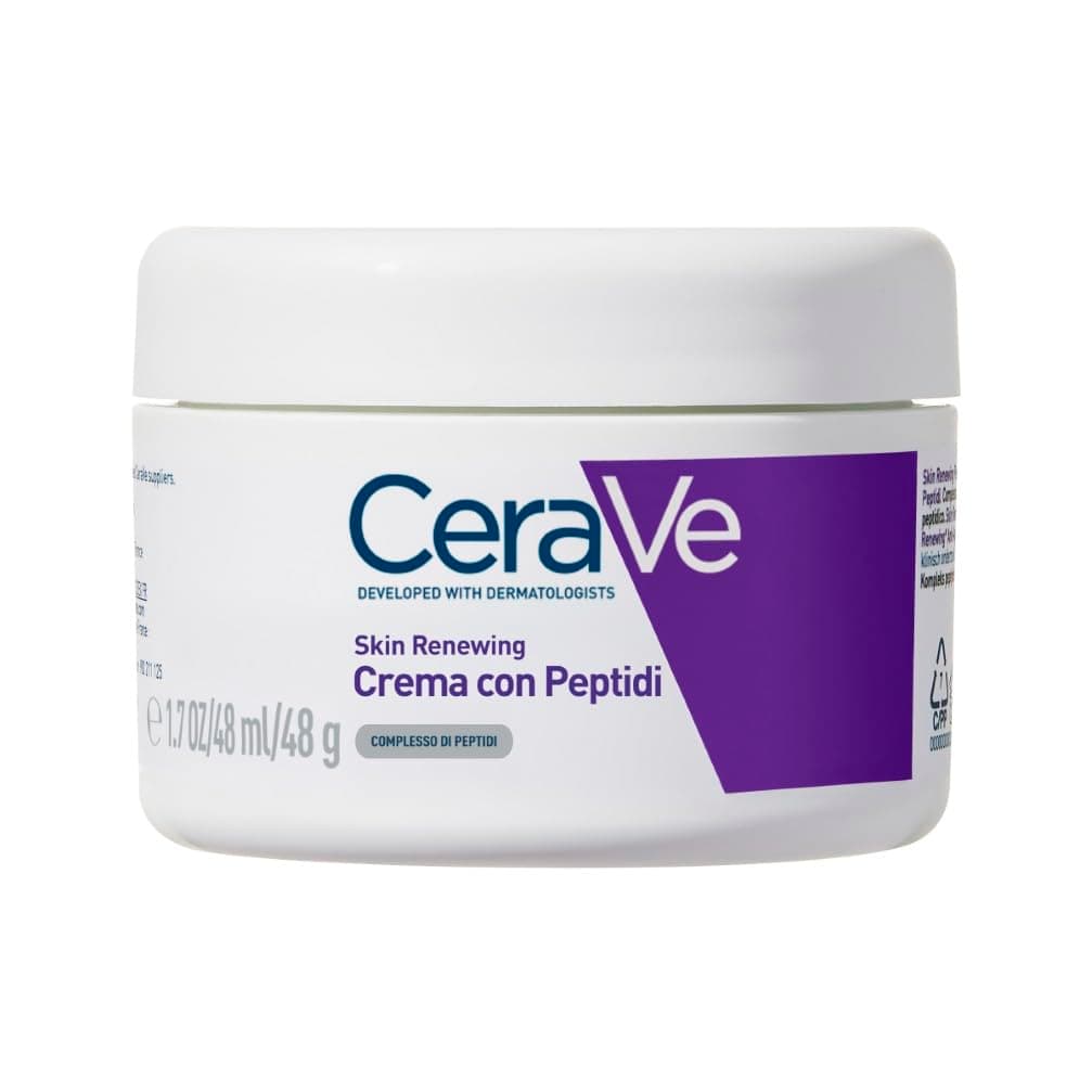CeraVe Skin Renewing Crema Viso Peptidi, Per Pelle con i Primi Segni dell'Età, Pelle più Idratata, Elastica e Tonica, Con Complesso di Peptidi, 3 Ceramidi Essenziali e Niacinamide, 48g
