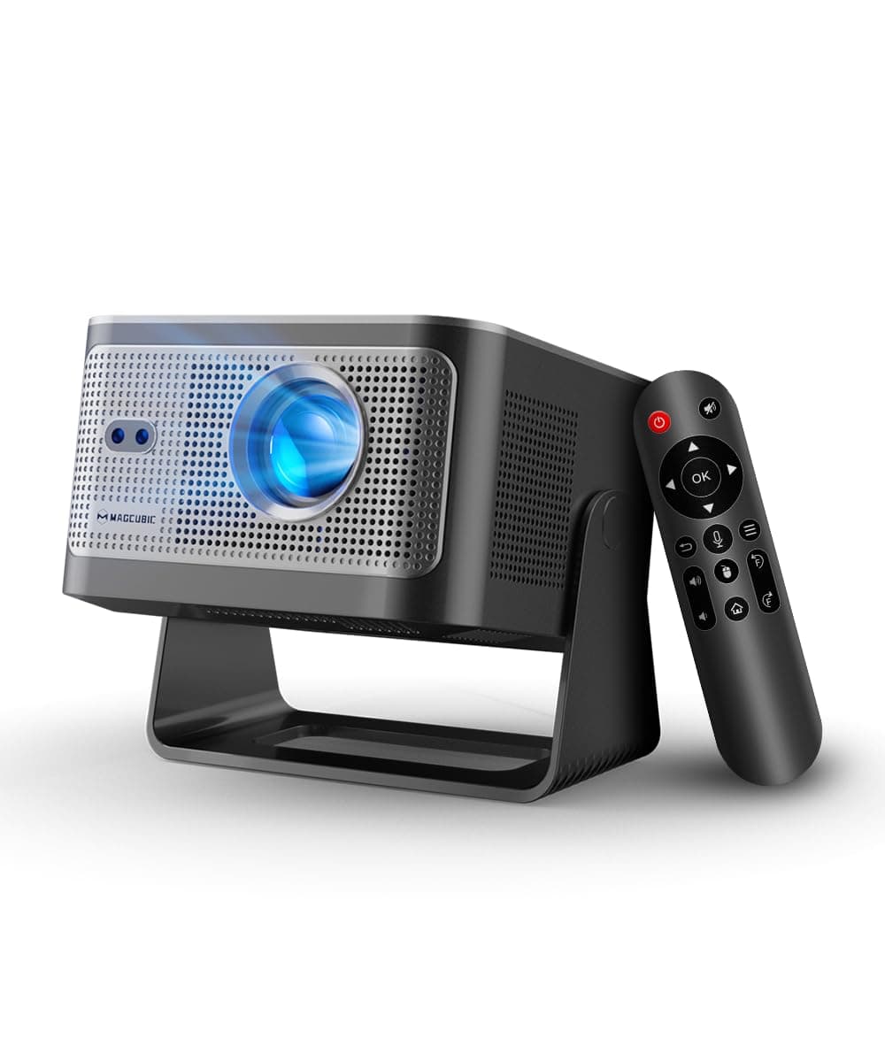 Magcubic Mini Proyector Portátil 4K 8K Soporte, Native 1080P, Android 14, WiFi 6 Bluetooth 5.4, 600 ANSI Lúmenes, Enfoque Automático, Rotación 180°, Altavoz 12W, Cine en Casa y Exterior HY350max