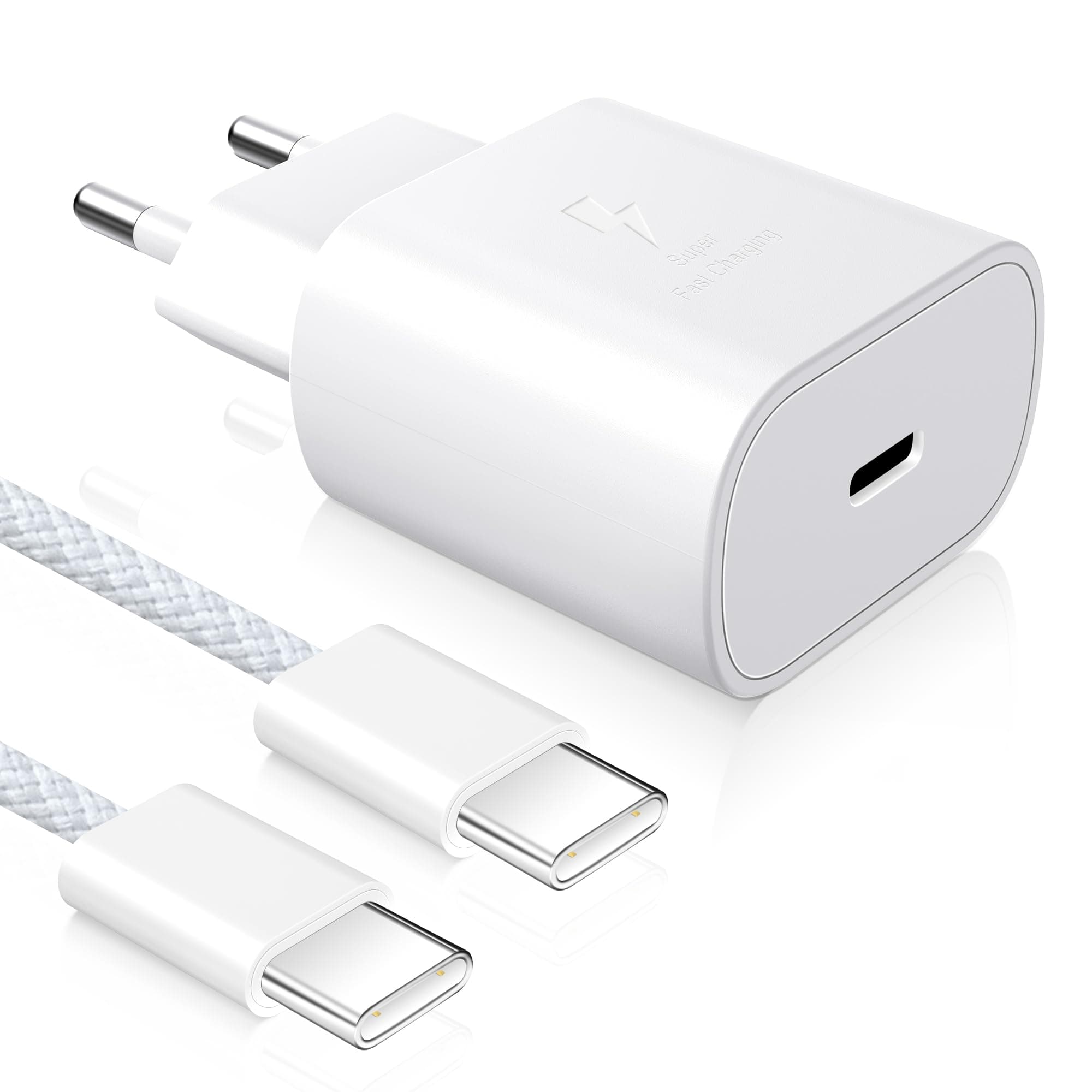 YISH Cargador USB C Carga Rrapida 25W: Enchufe USB C PD/QC 3.0 3A Cargador Tipo C Movil Carga Rapida con 60W Cable Tipo C a C