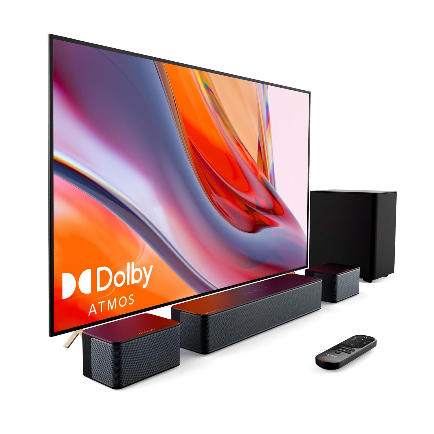 ULTIMEA Barre de Son Dolby Atmos 5.1, Système de Son Surround 3D Barre de Son TV avec Caisson de Basse sans Fil, Enceintes TV Home Cinema Bass Réglable, Série Poseidon D60