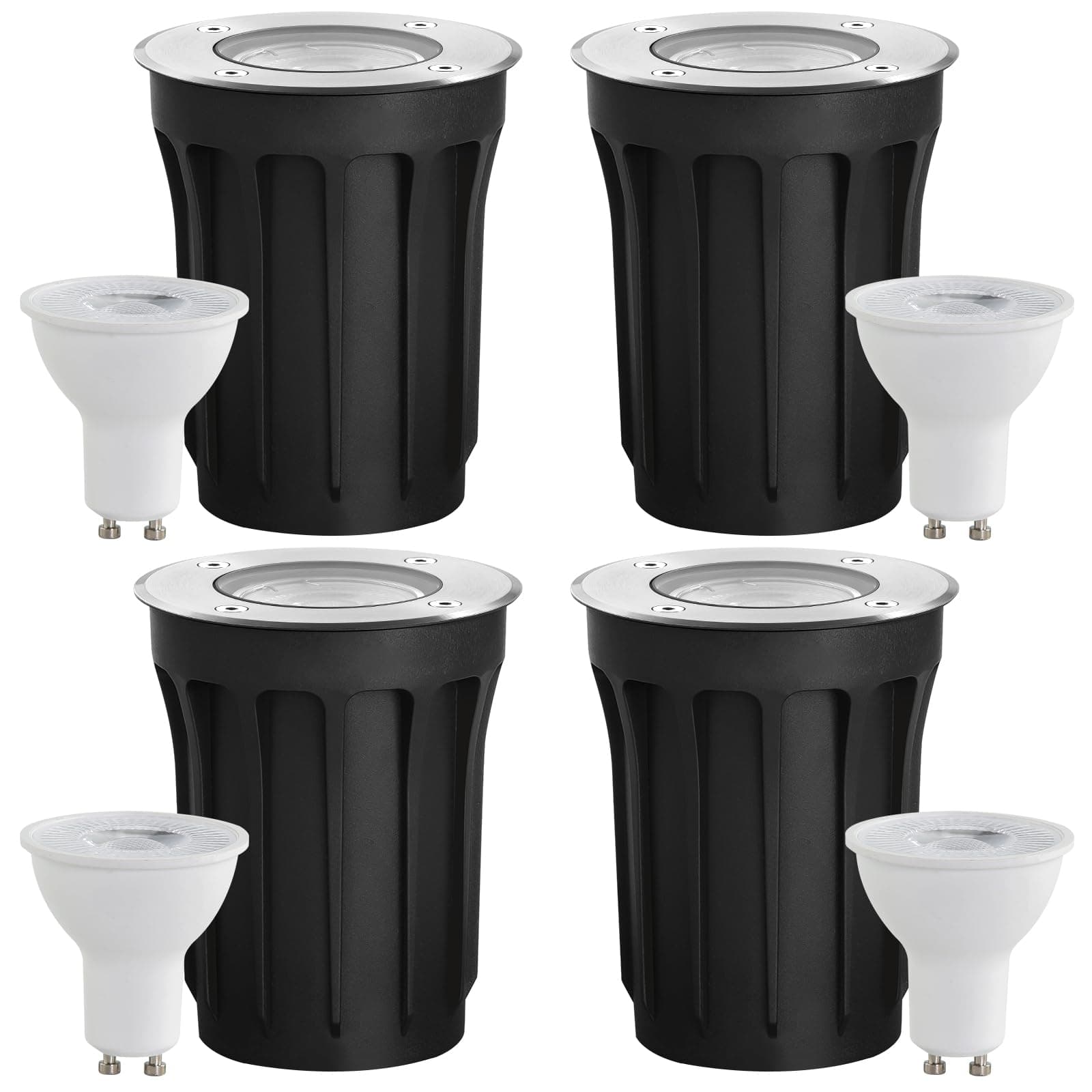 Spot Encastrable Exterieur au sol pour GU10, Goodia 4 Spot Led Encastrable Exterieur IP67 Étanche 3W 230V 3000K Blanc Chaud, Spot Terrasse Exterieur Encastrable Pour Jardin Chemin Parc Cour, Rond