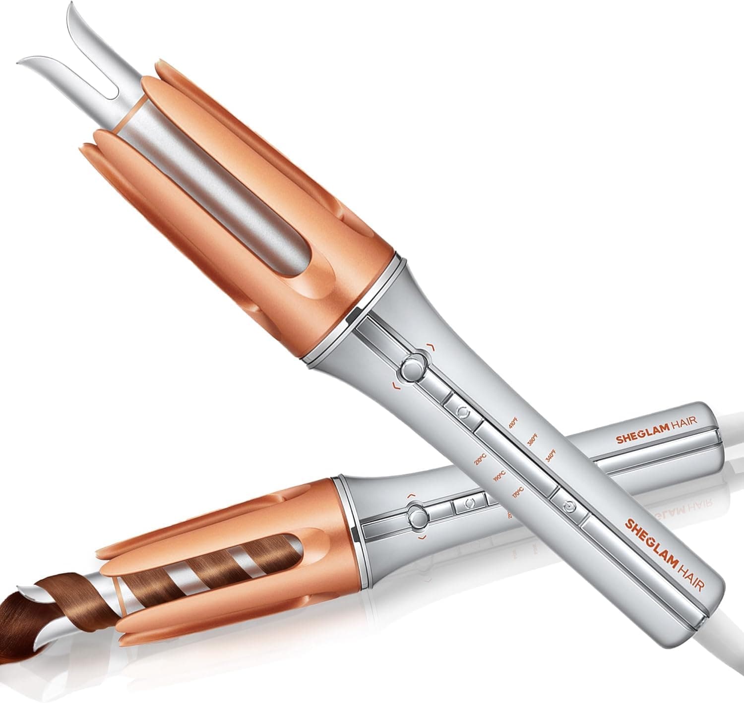SHEGLAM It-Curl Arricciacapelli Istantaneo Arricciacapelli Automatico 25mm Ceramica, 3 Temperature (170-210°C), Ricci Facili e Veloce per Capelli Lunghi