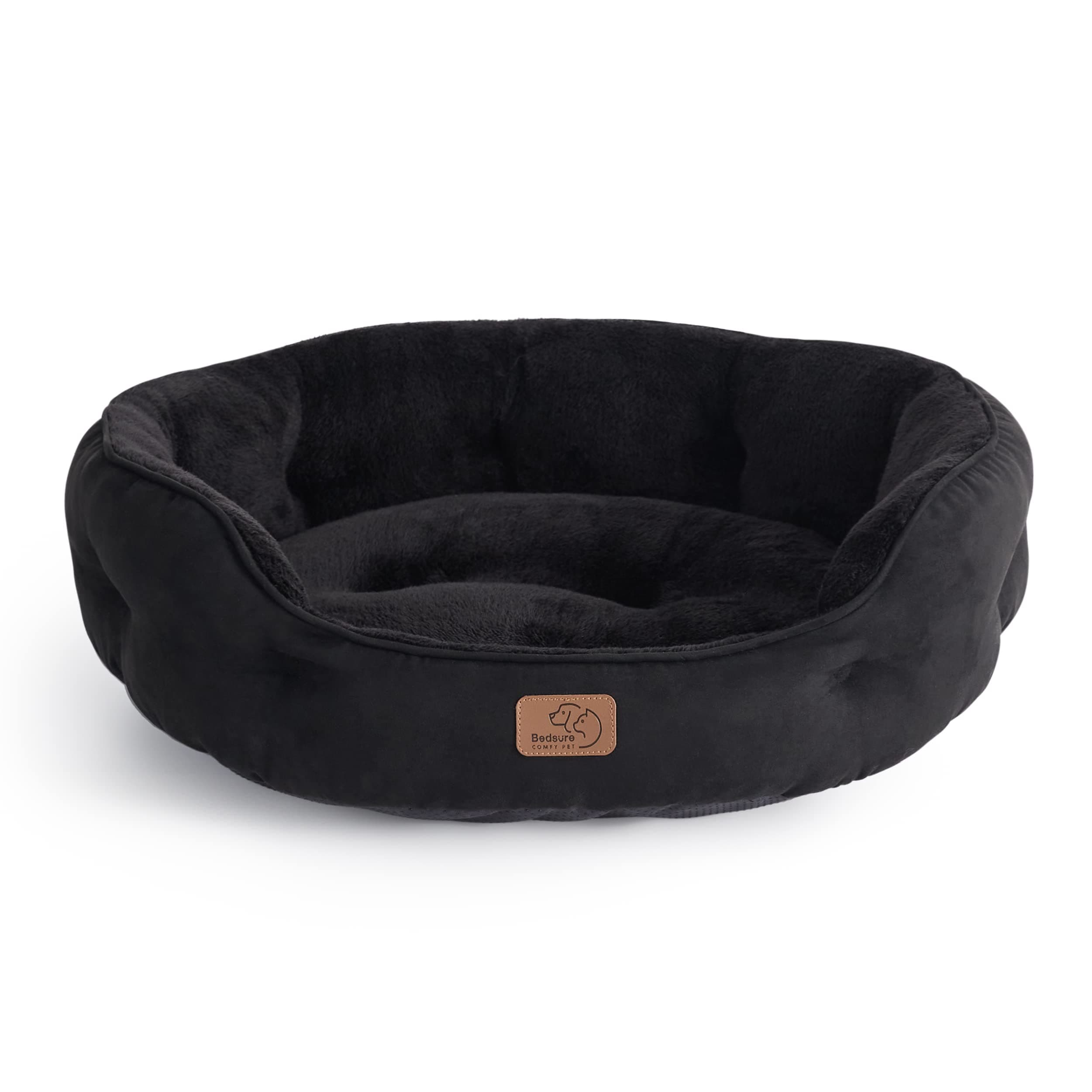 BEDSURE Katzenbett waschbar Katzen Bettchen - 51x48x15cm Katzenkorb mit zweiseitig Innenkissen Katzenschlafplatz für Katzen oder kleine Hunde, schwarz