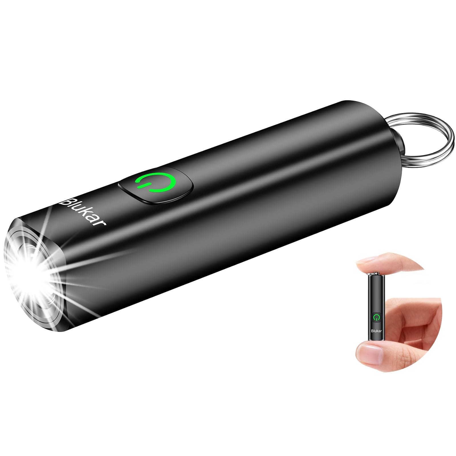 Blukar Mini Linterna LED Recargable, Super Brillante Portátil EDC Linternas Llavero, 3 Modos de Iluminación, IPX6 Impermeable, Flashlight de Mano con Función de Memoria para Emergencias, Camping etc