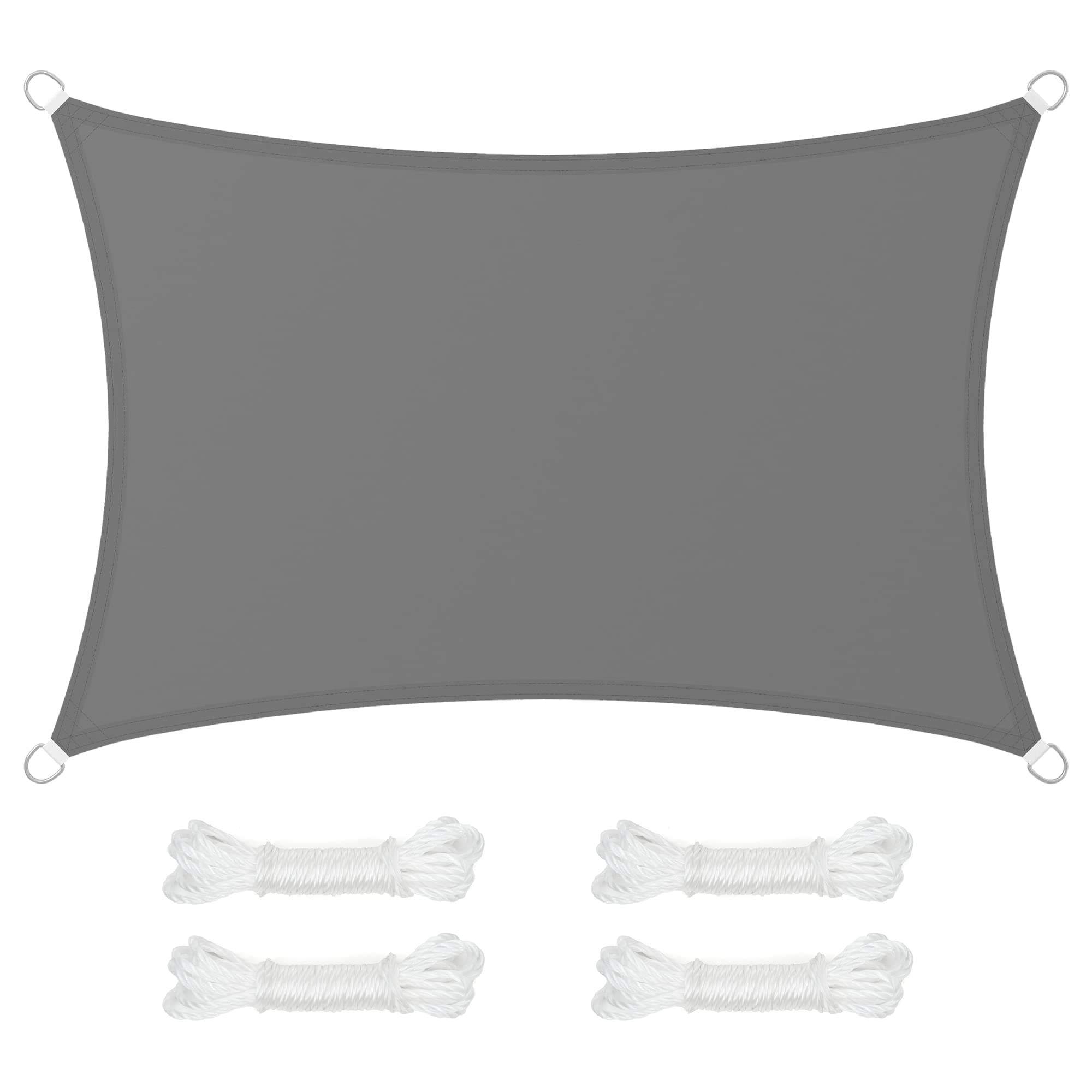 SONGMICS Sonnensegel 2 x 3 m, wasserdicht mit Einer Wassersäule von 665 mm, Sonnenschutz aus reißfestem Polyester, UV-Schutz 93% Terrasse Garten Balkon rechteckig 2m Seile rauchgrau GSH23BK