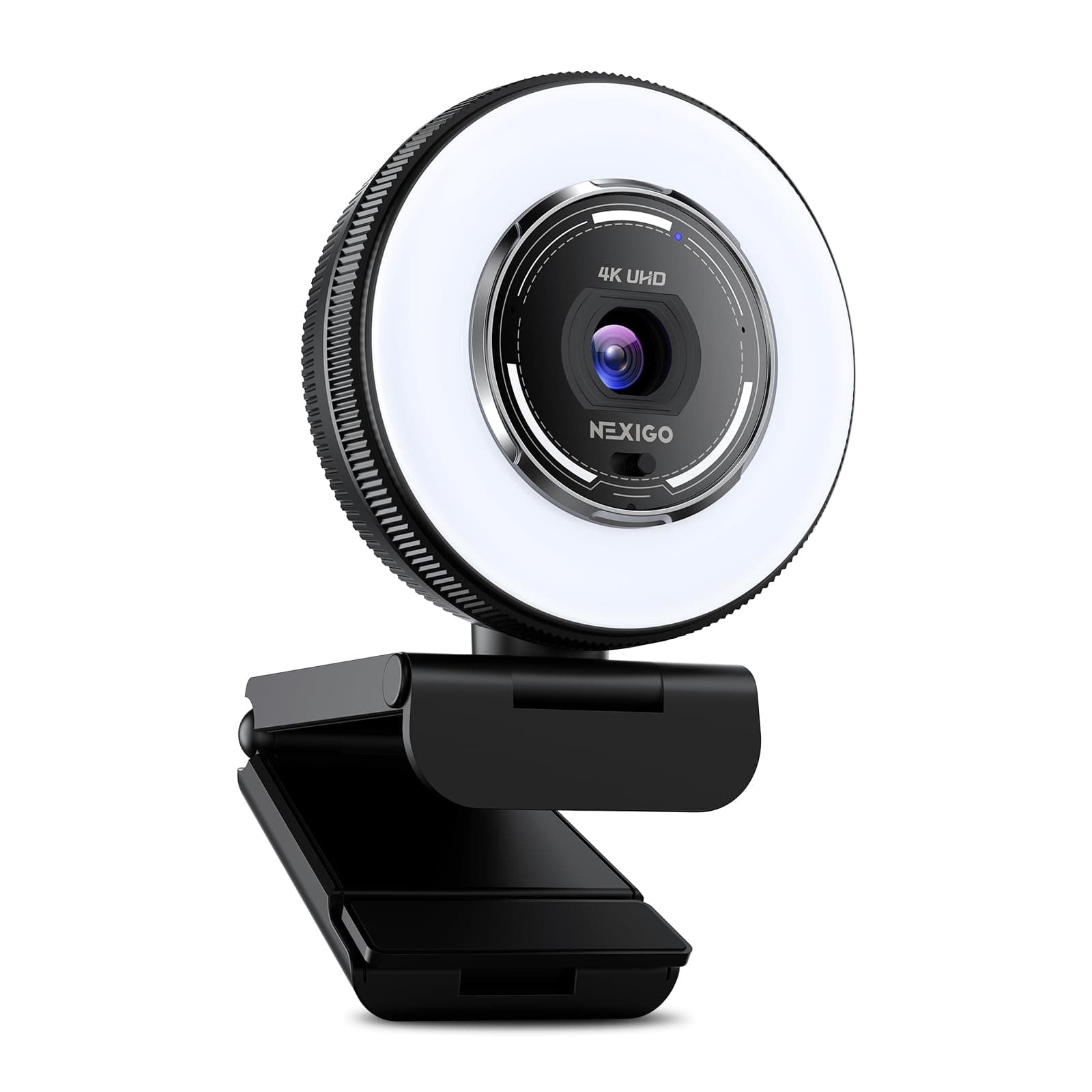 NexiGo N680E Pro, Webcam de Streaming 4K UHD con luz de Anillo, Enfoque automático PDAF, 1080P@60FPS, 2 micrófonos con cancelación de Ruido, Cubierta de privacidad