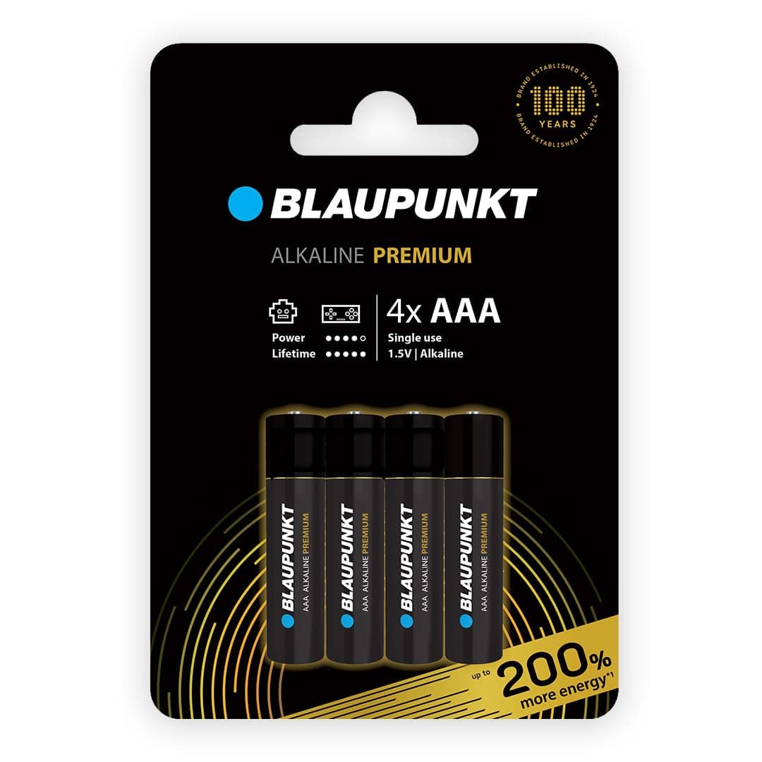 BLAUPUNKT Premium AAA Alkalibatterien Packung mit 4, am besten für Gamecontroller und Spielsachen, LR03BPR/4CP