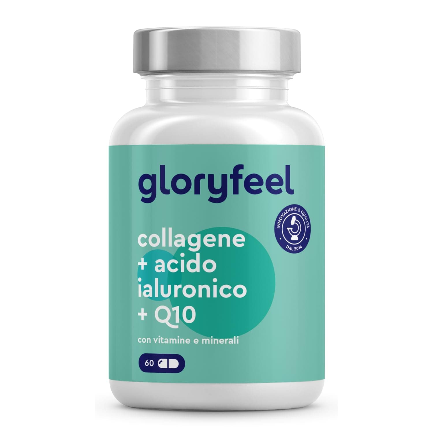 Collagene Marino con Acido Ialuronico, con Coenzima Q10, Vitamina C e Zinco, Vitamine A, B12, D3, Magnesio, 60 Capsule, Collagene Marino Idrolizzato, Collagene Integratore Pelle, Ossa e Articolazioni