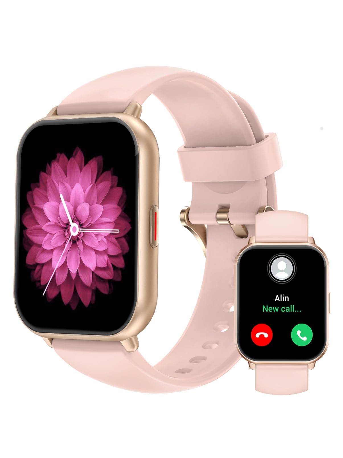 RUIMEN Smartwatch Donna Chiamate Bluetooth Musica Orologio Sportive Contapassi da Polso Cardiofrequenzimetro Saturazione Ossigeno Fitness Tracker Ciclo Mestruale Controllo Sonno per Android iOS Rosa