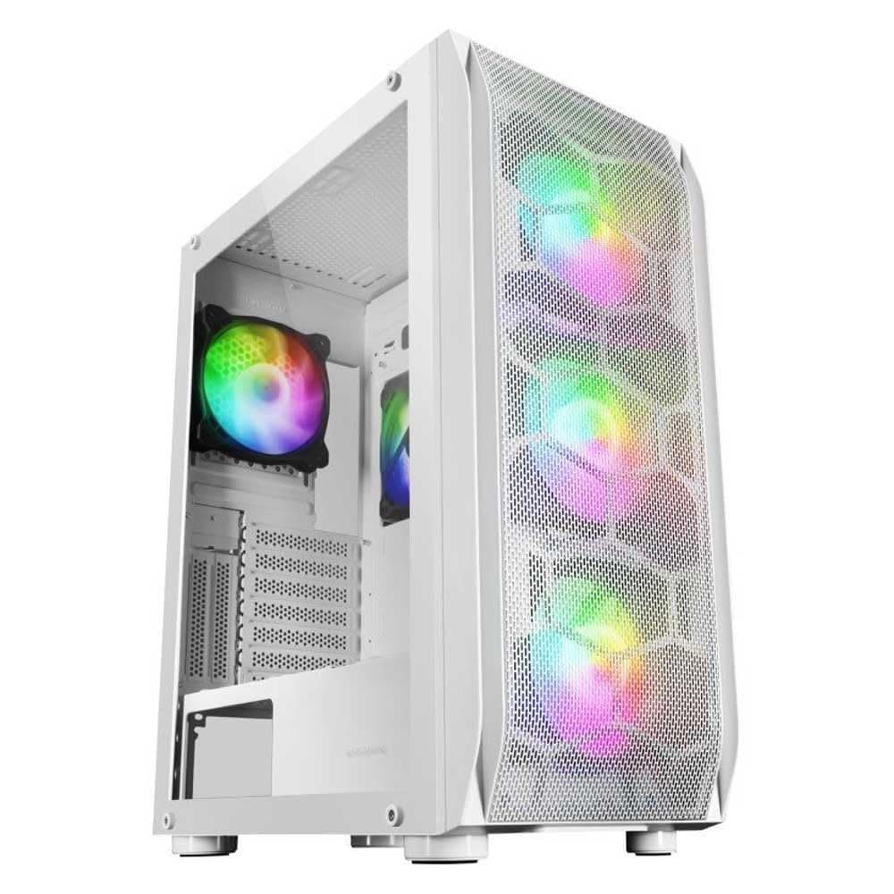 Mars Gaming MC-KX, Torre Gaming Premium E-ATX, Sistema CPU Freezer, 5 Ventiladores ARGB Ultra-silenciosos, Controladora ARGB y Mando RF, Frontal Mesh, Blanco
