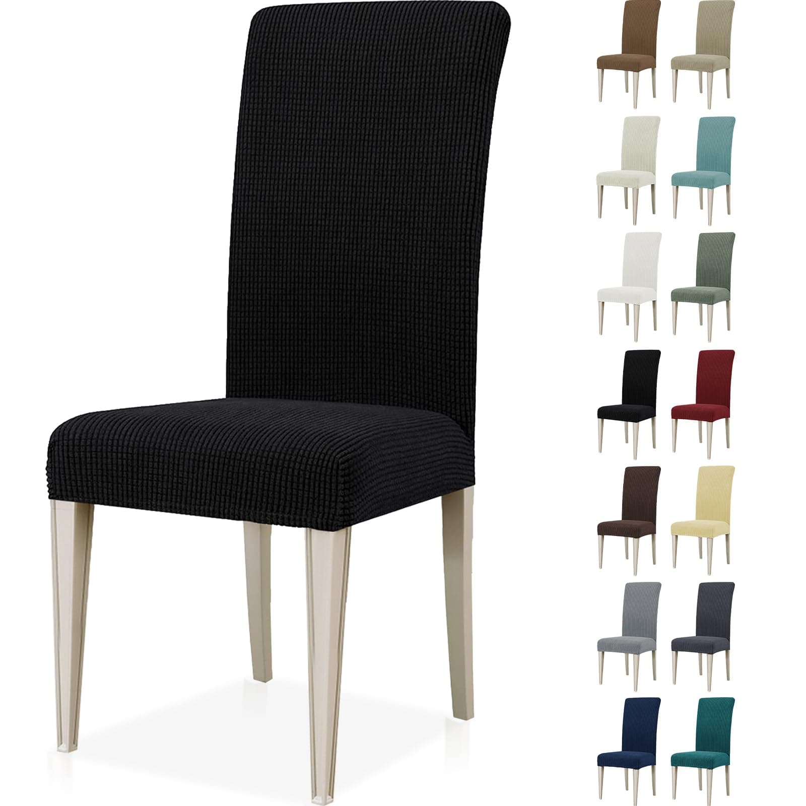 Ystyle Housse de Chaise 4 Pièces, Extensible Housse Chaise Salle à Manger, Universel Housse pour Chaise, Housses de Chaises Lavable, Moderne Couvre Chaise Protege Chaise Decoration, Noir