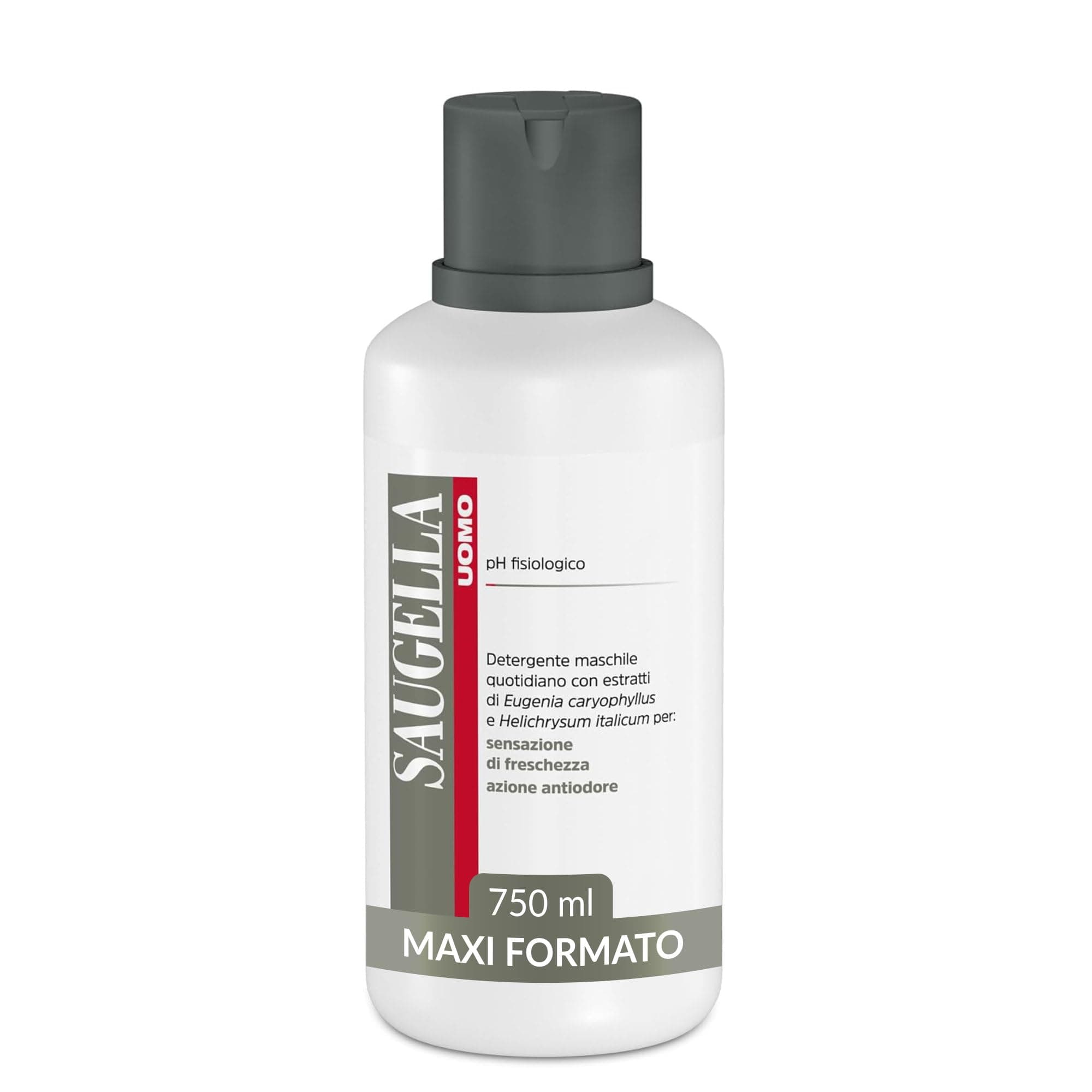 Saugella Uomo, Detergente e Corpo Rivitalizzante, Antiodore, Con Estratti di Elicriso e Chiodi di Garofano per un Uso Quotidiano nel Rispetto del pH Fisiologico, 750 ml