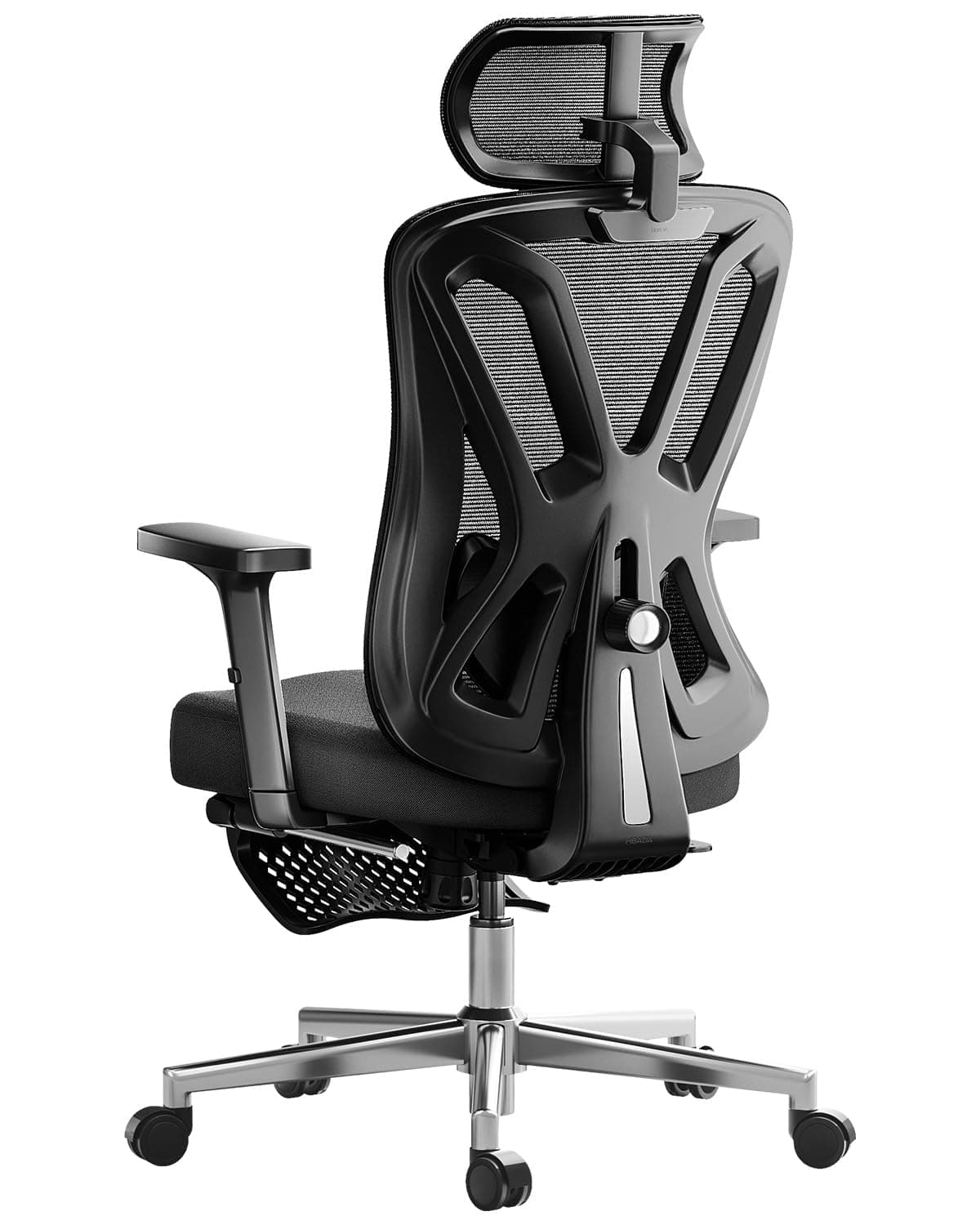 Hbada P5 Silla de Oficina ergonómica con Soporte Lumbar Ajustable, cojín elástico Transpirable, reposabrazos Ajustables y reposacabezas, Reposapiés Integrado, Negro