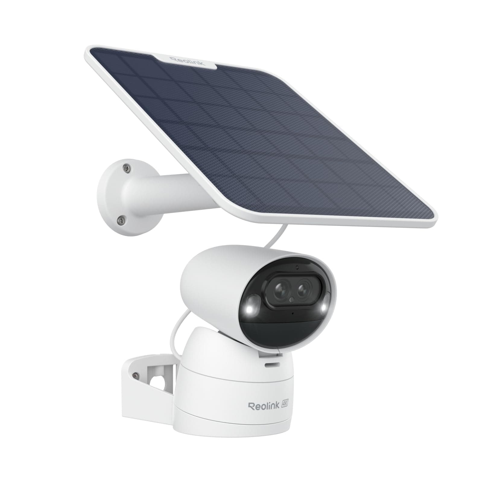 Reolink Argus Track, 4K Cámara Vigilancia WiFi Exterior Solar con Doble Lente, PTZ IP Cámara con Visión Nocturna en Color& Zoom, Seguimiento Automático, Detección de IA, Audio de 2 Vias