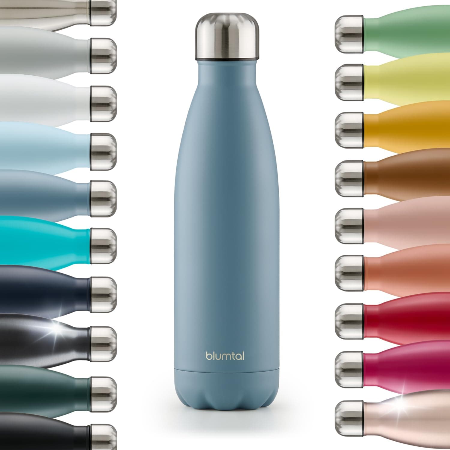 Blumtal Trinkflasche 1000 ml Edelstahl - auslaufsichere Isolierflasche - BPA-freie Trinkflasche kalt & warm - doppelwandige Insulated Bottle - rostbeständige Isolierflasche Dove Grey - Grau-Blau