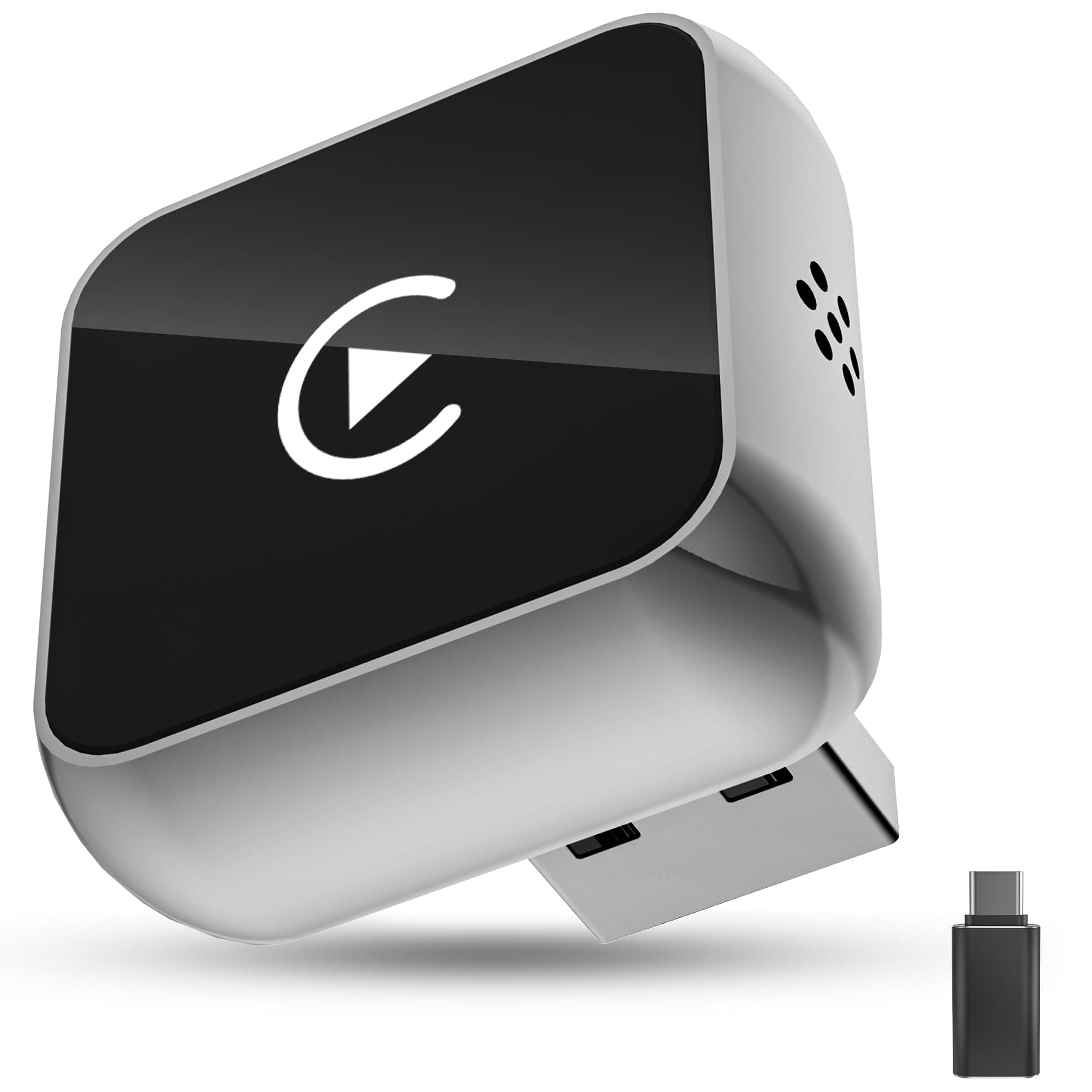 BSTOEM CarPlay sans Fil 2 en 1 pour Apple CarPlay/Android Auto, Mini Adaptateur sans Fil pour iPhone iOS 10+/Android 11+ et Plus de 2016 Voitures, Typ-C/USB, Car Play Voiture (Gris foncé) 1 pièce