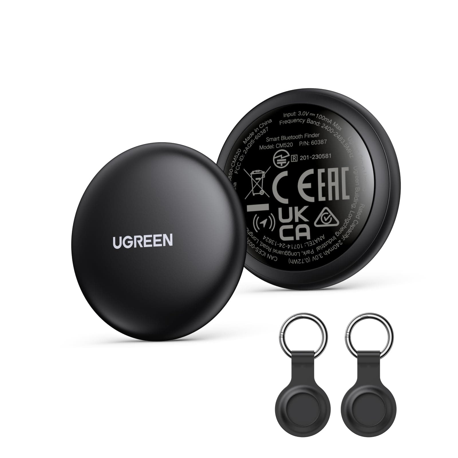 UGREEN FineTrack Mini kompatibel mit Apple Find My (nur iOS), 18 Monate Auswechselbare Batterie, Smarttag mit 80dB Piepton, Bluetooth Tracker für Rucksack, Schlüssel, Koffer, Reisepässe (2 Pack)