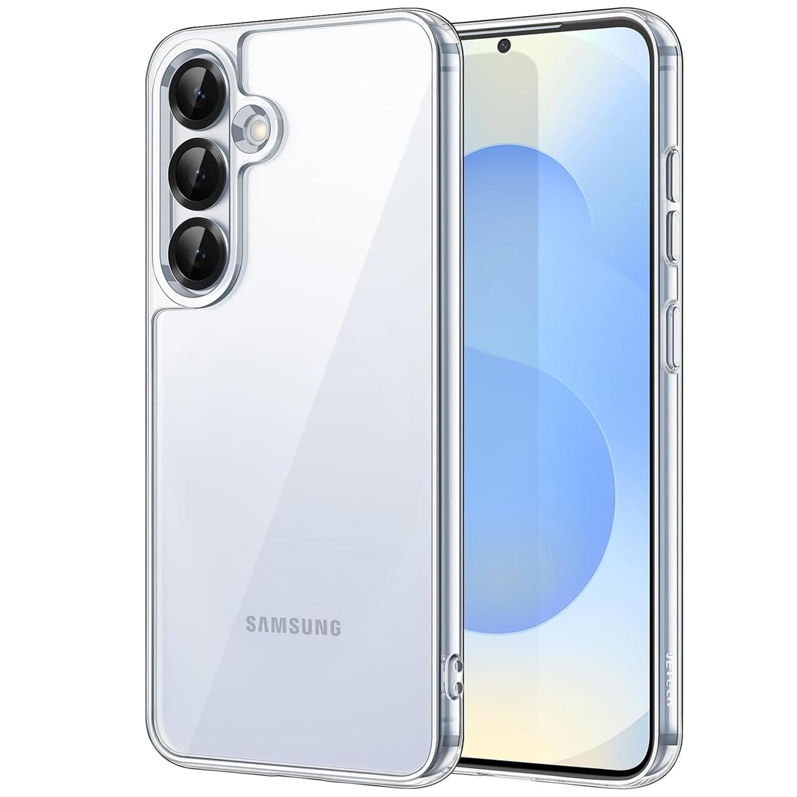 JETech Hülle für Samsung Galaxy S25 5G, Nie Vergilbung Stoßfeste Stoßstange Schutzhülle, Anti-Kratzt Harte PC Rückseite (Durchsichtig)