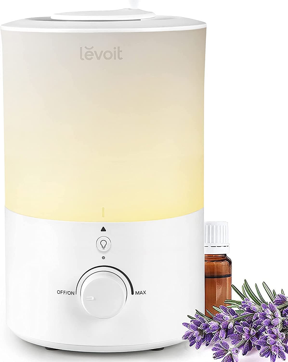 LEVOIT Humidificateur d'Air Chambre 3L Top-Fill, 25H d'Autonomie, <28dB Ultrasonique Silencieux, avec Veilleuse, Diffuseur, Arrêt Automatique, Buse à 360°, Brume Froide, Sans BPA pour Dual 150