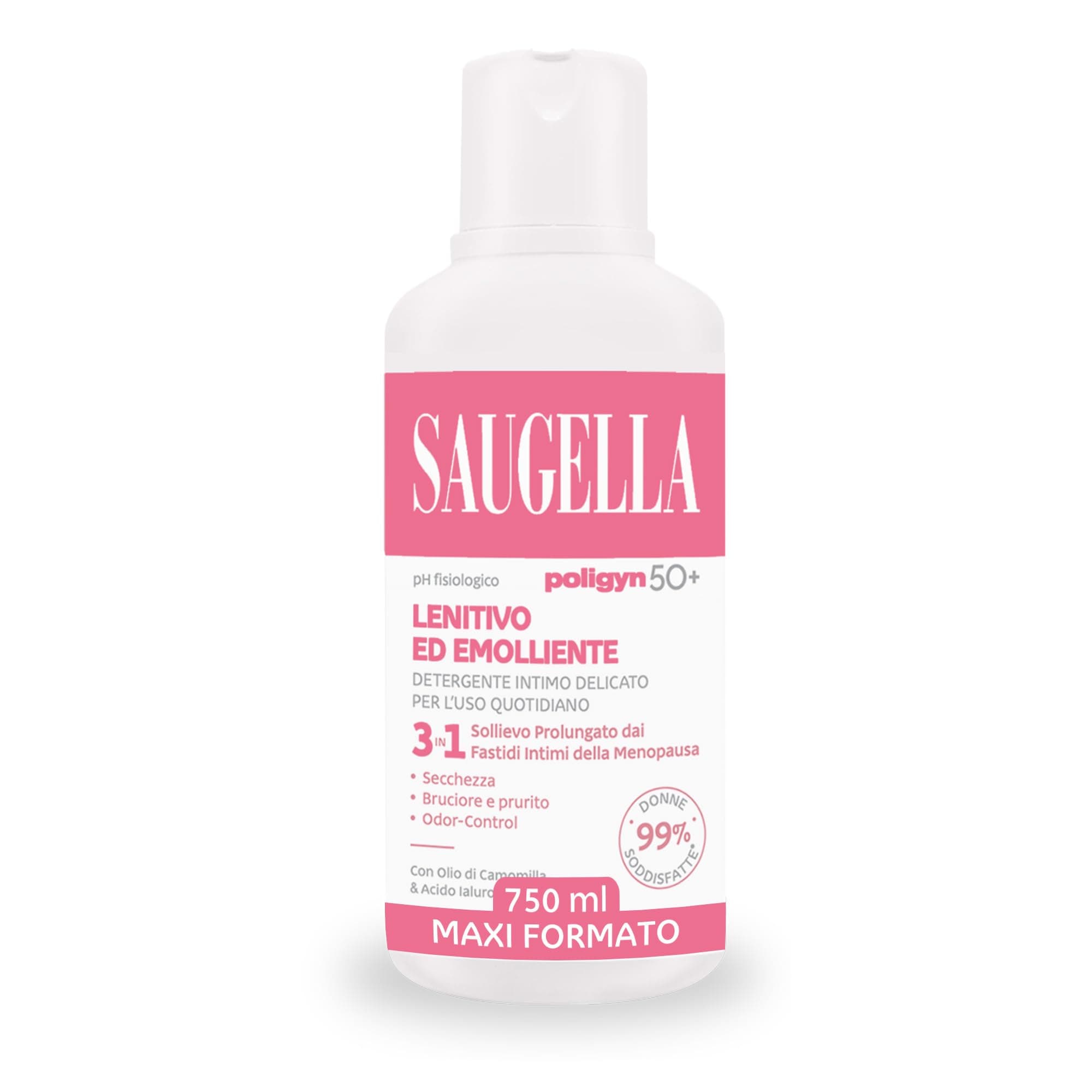 Saugella Poligyn, Detergente Intimo Emolliente Antiprurito, pH Neutro, con Camomilla e Acido Lattico, Adatto in Menopausa, 750 ml