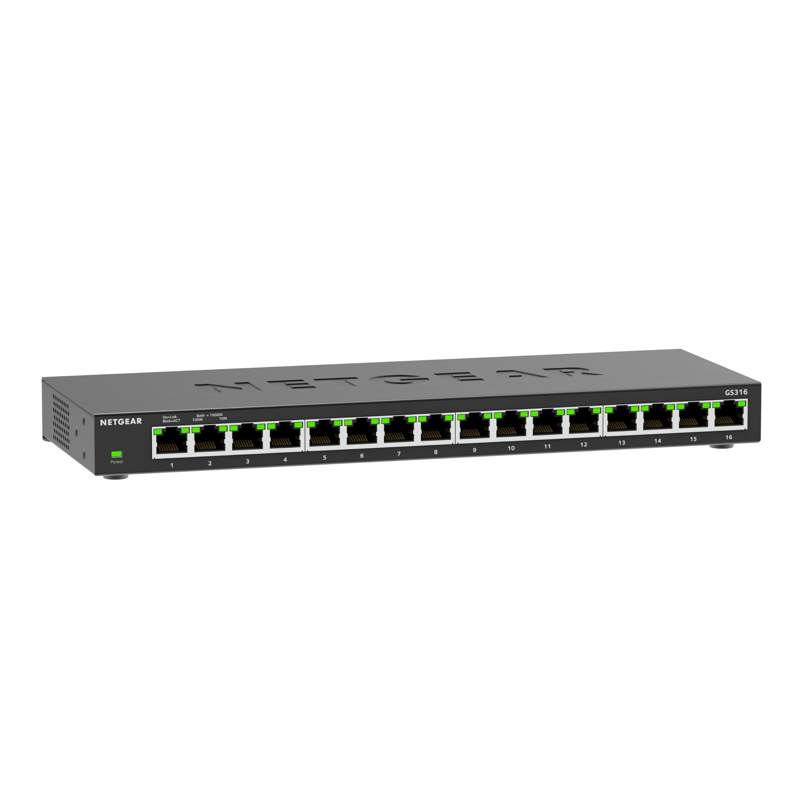 NETGEAR (GS316) Switch Non manageable Gigabit Ethernet 16 Ports RJ45 - Positionnement sur Un Bureau ou au Mur, Fonctionnement Silencieux