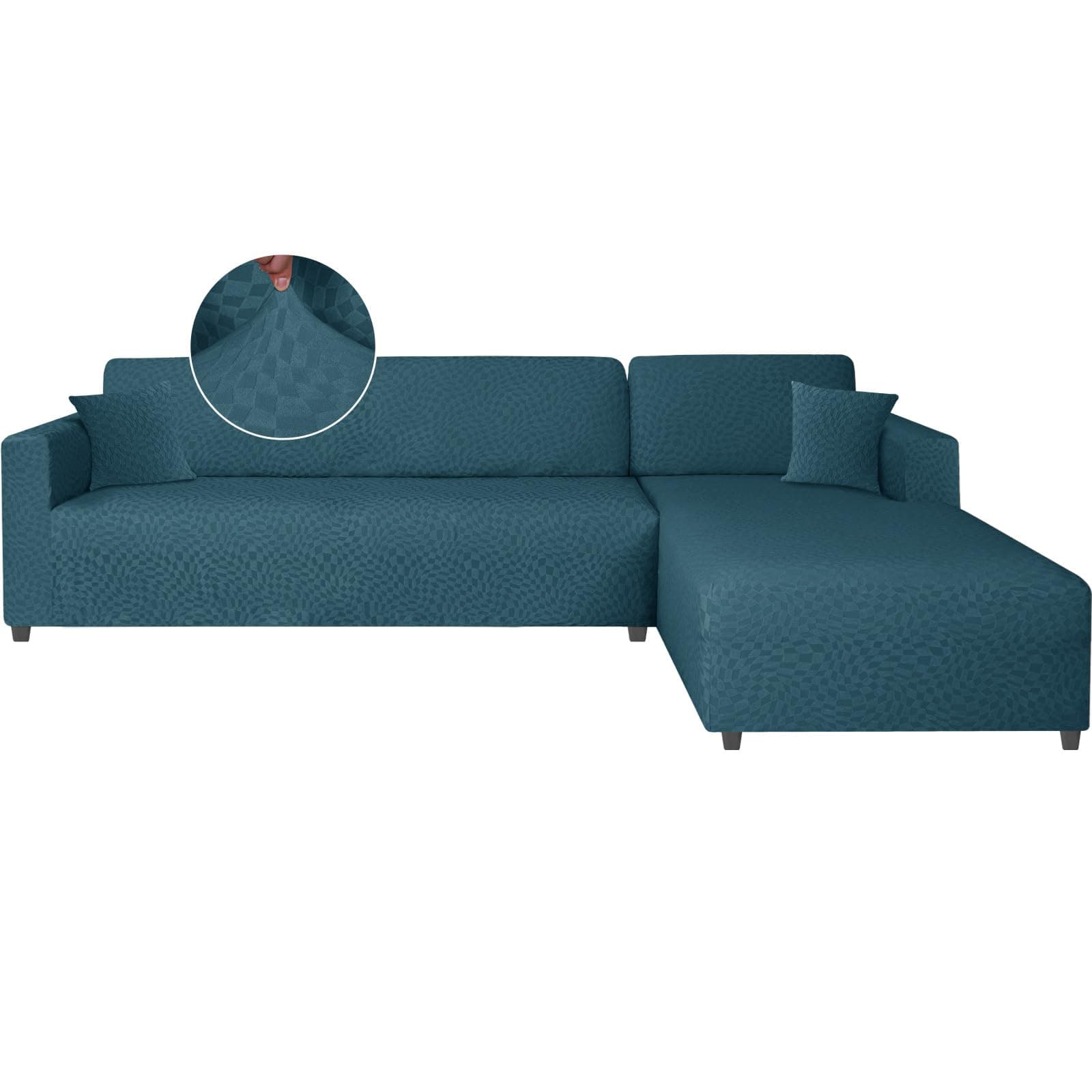Ystyle Funda Sofa Chaise Longue Ajustables Izquierdo Derecho, Cubre Sofa Chaise Longue, 2 Piezas Protector Sofa Elasticas ChaiseLongue, Funda Sofa L (3 Plazas+3 Plazas, Turquesa)