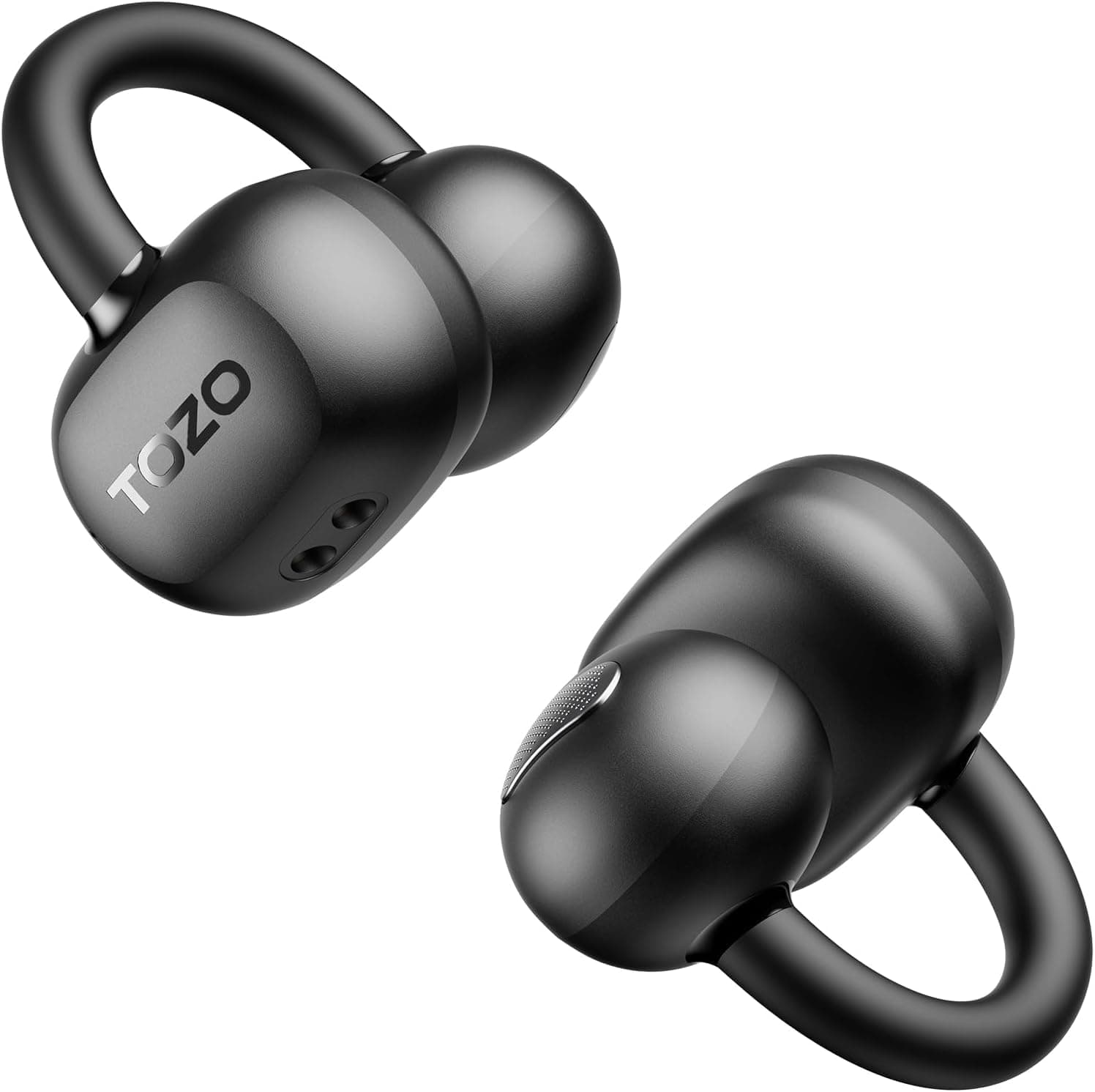 TOZO OpenEarRing Cuffie Bluetooth 5.1 Ultraleggere con IA Cancellazione del Rumore nelle Chiamate, 40 Ore di Autonomia, Schermo LED, Ricarica USB Tipo-C, Ideali per Sport, Viaggi e Lavoro, IPX5 Nero
